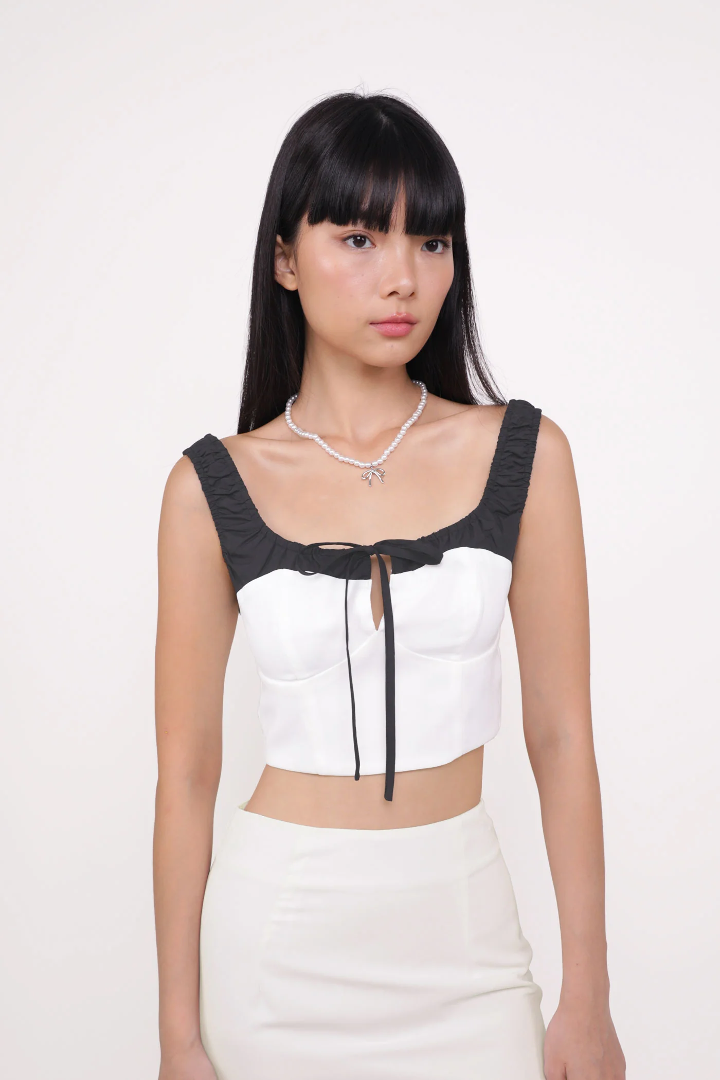 Maira Contrast Ruched Tie Front Top - Image 8