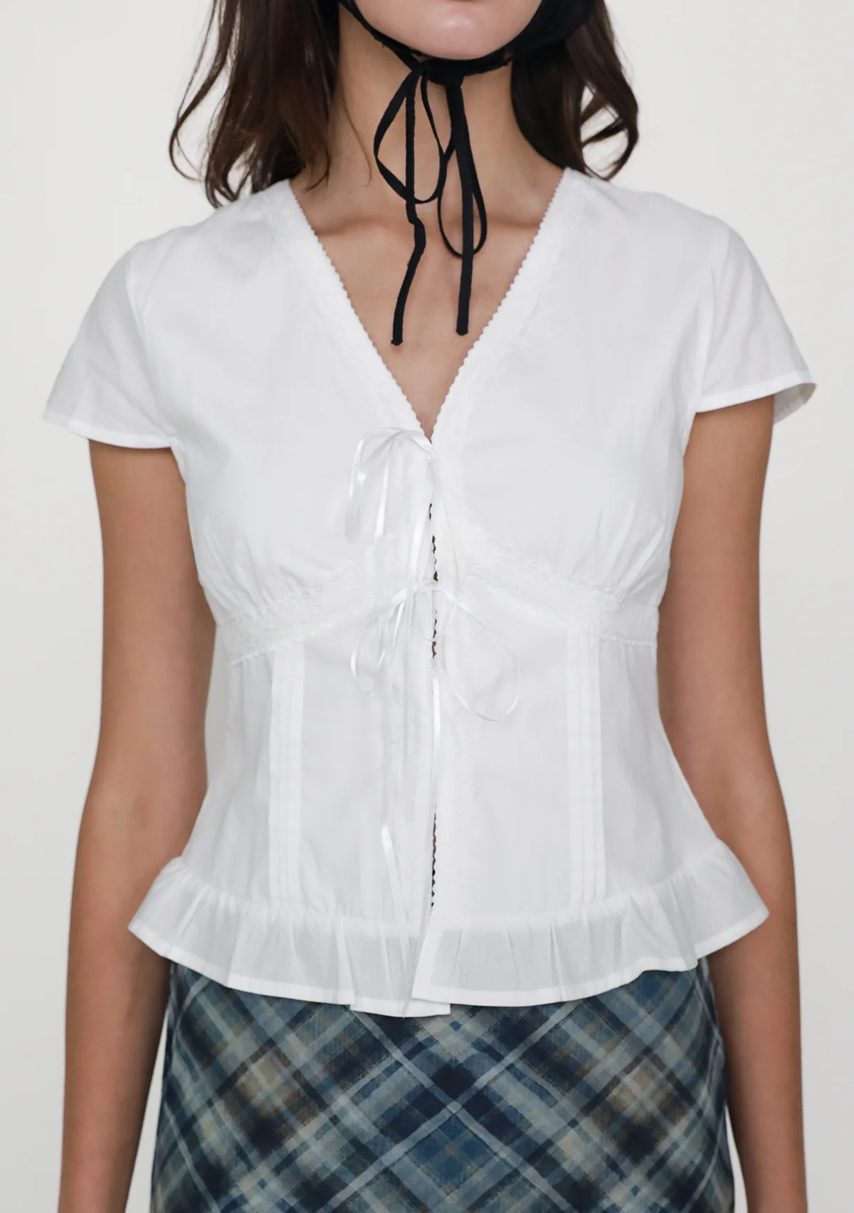 Manila Lace Trim Ribbon Blouse - Image 10
