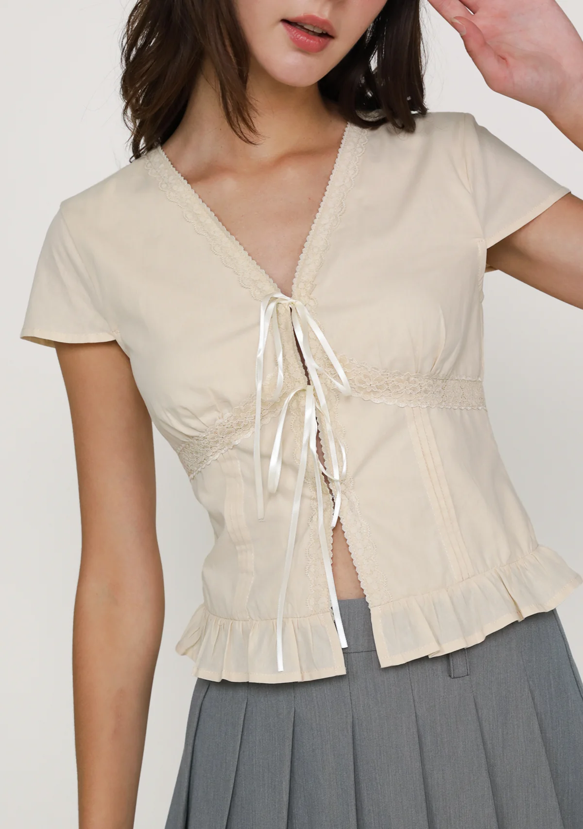 Manila Lace Trim Ribbon Blouse - Image 19