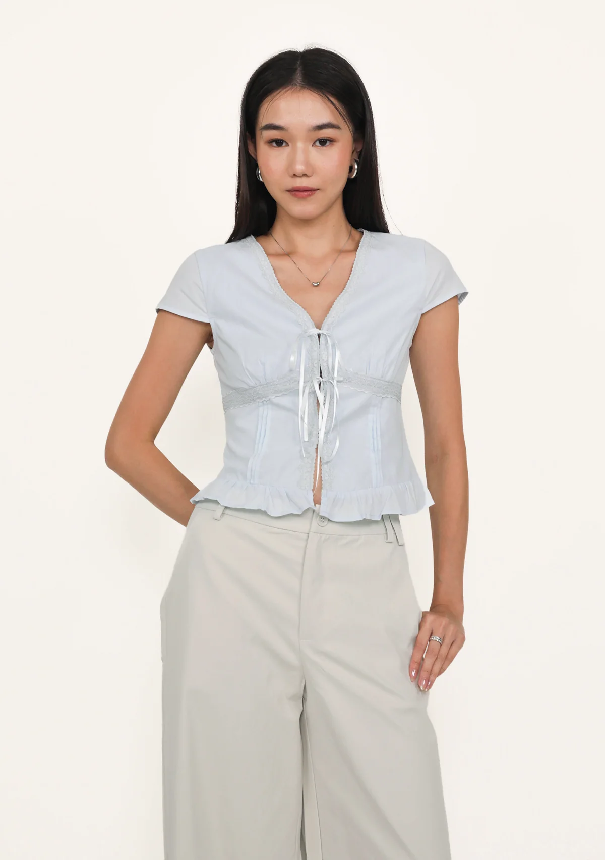 Manila Lace Trim Ribbon Blouse - Image 22