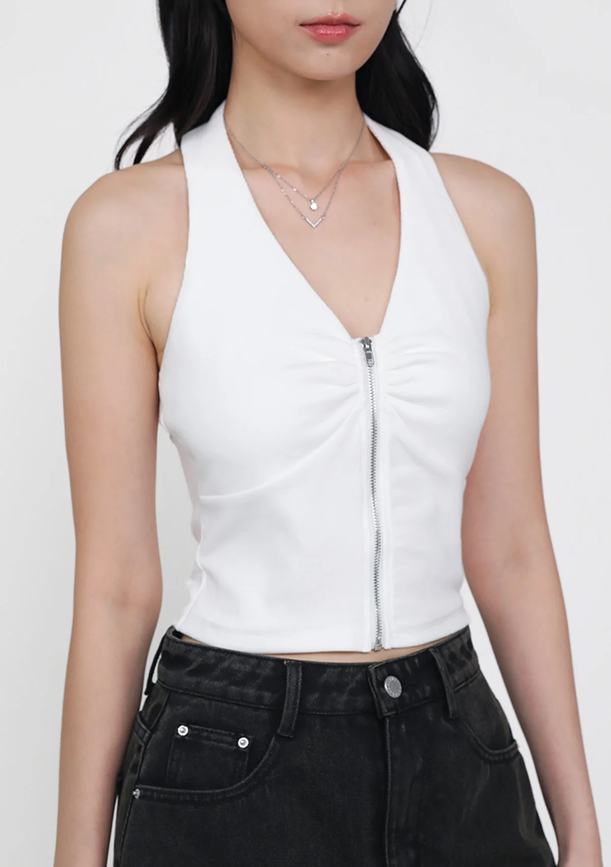 Marielle Zip Up Padded Halter Top - Image 6