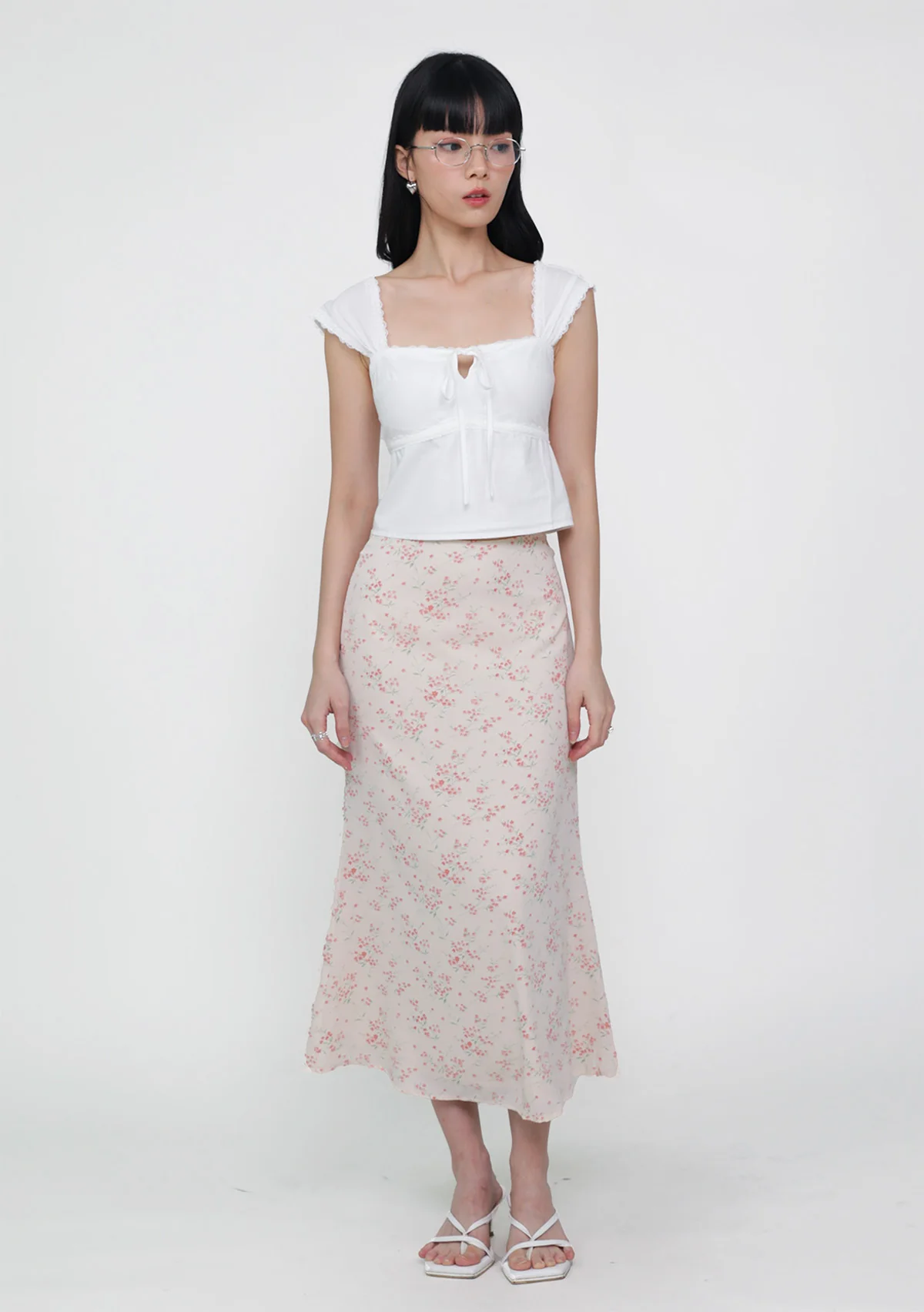 Marilyn Bias Cut Midi Skirt (Floral) - Image 3