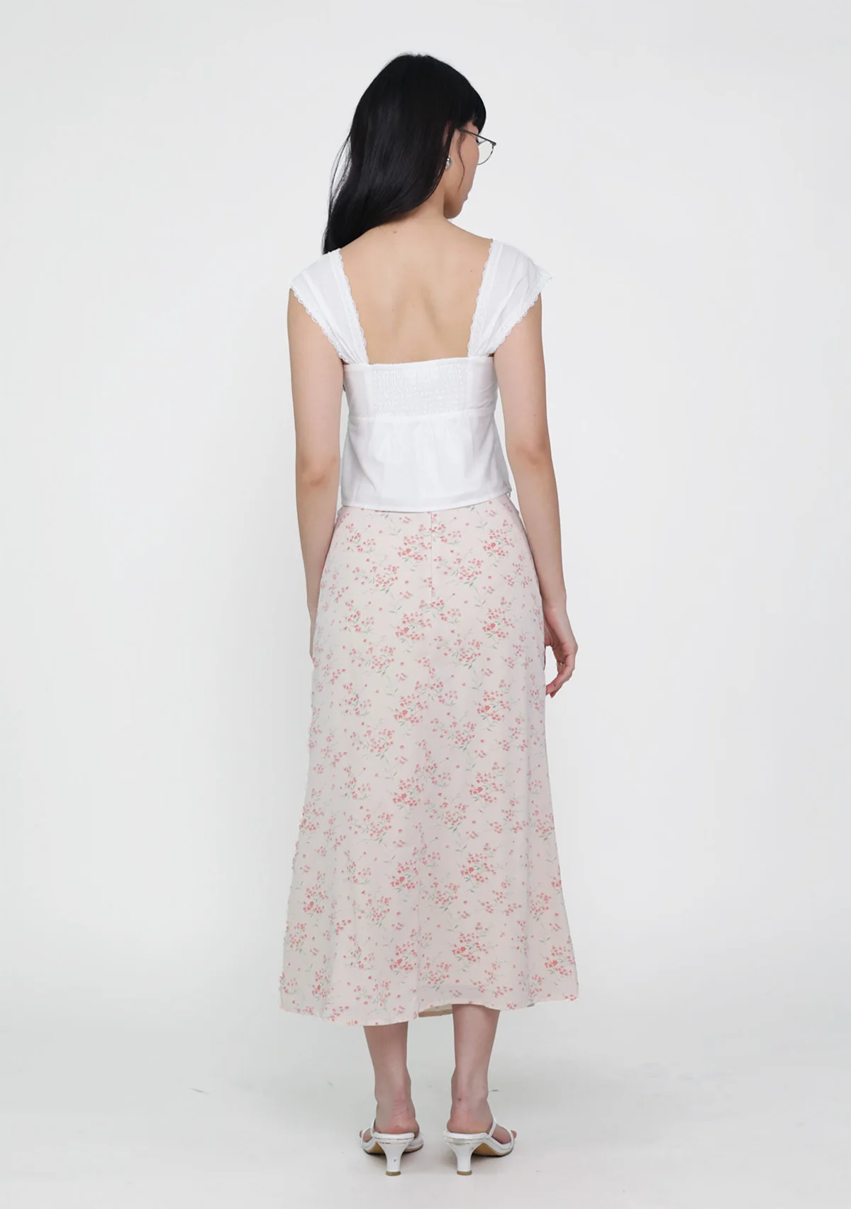Marilyn Bias Cut Midi Skirt (Floral) - Image 5