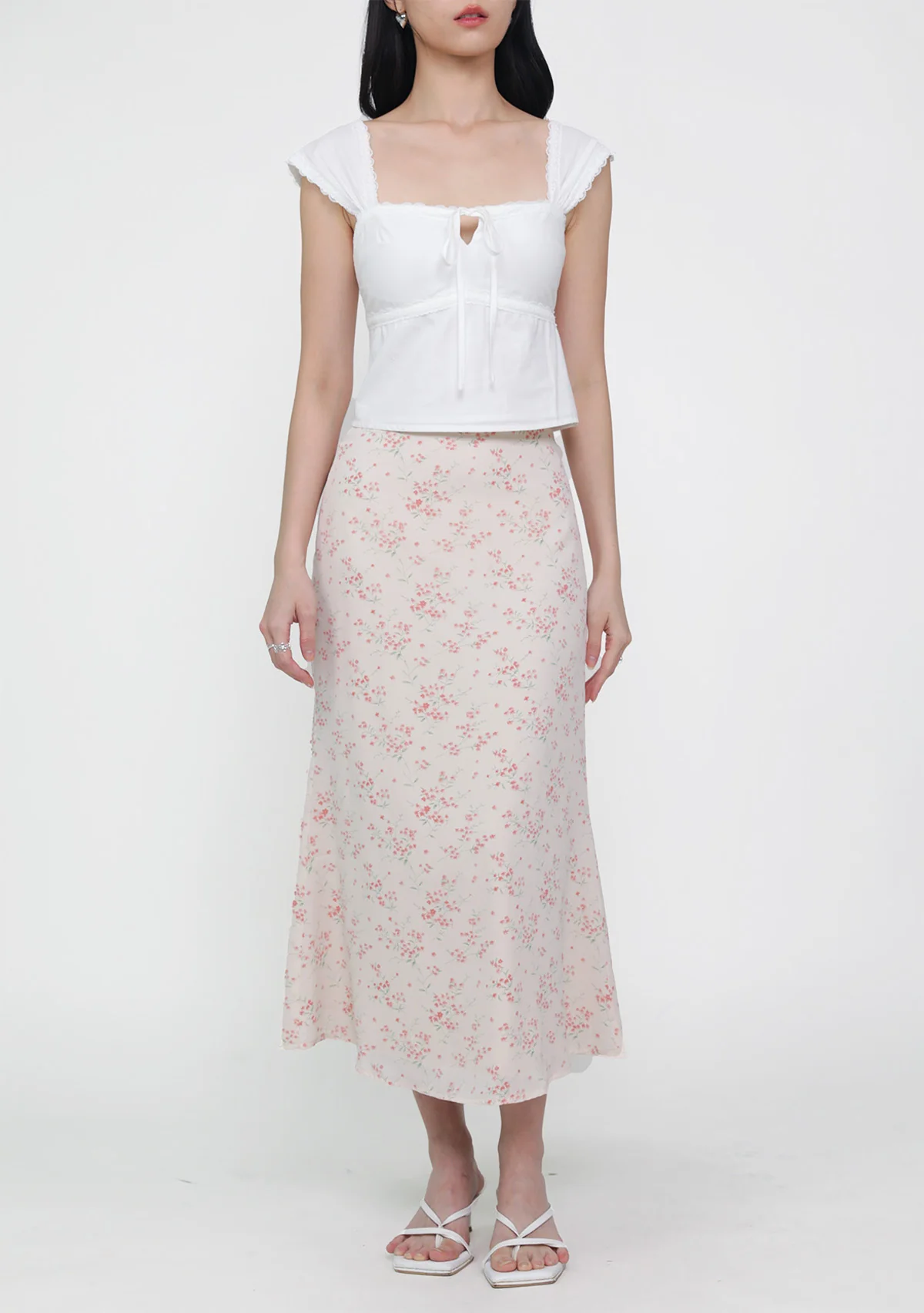 Marilyn Bias Cut Midi Skirt (Floral) - Image 6