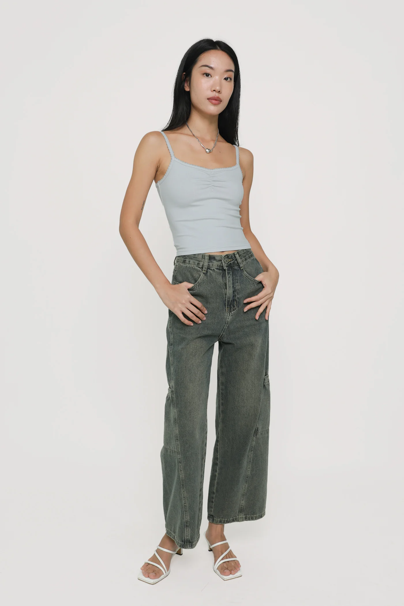 Melissa Crochet Ruched Basic Top - Image 23