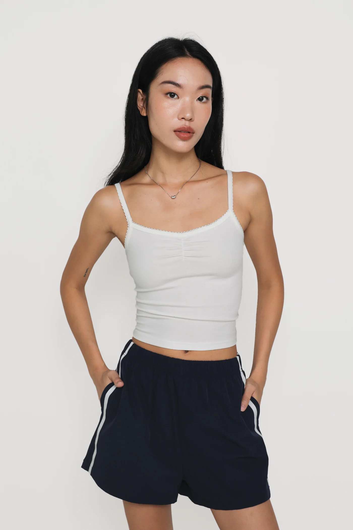 Melissa Crochet Ruched Basic Top - Image 4
