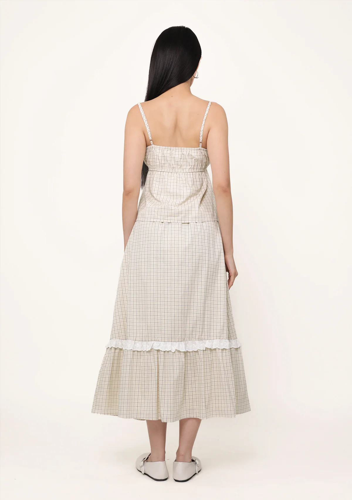 Mirelle Lace Trim Midi Skirt (Plaid) - Image 16