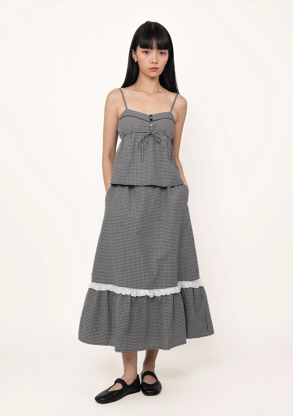 Mirelle Lace Trim Midi Skirt (Plaid) - Image 5