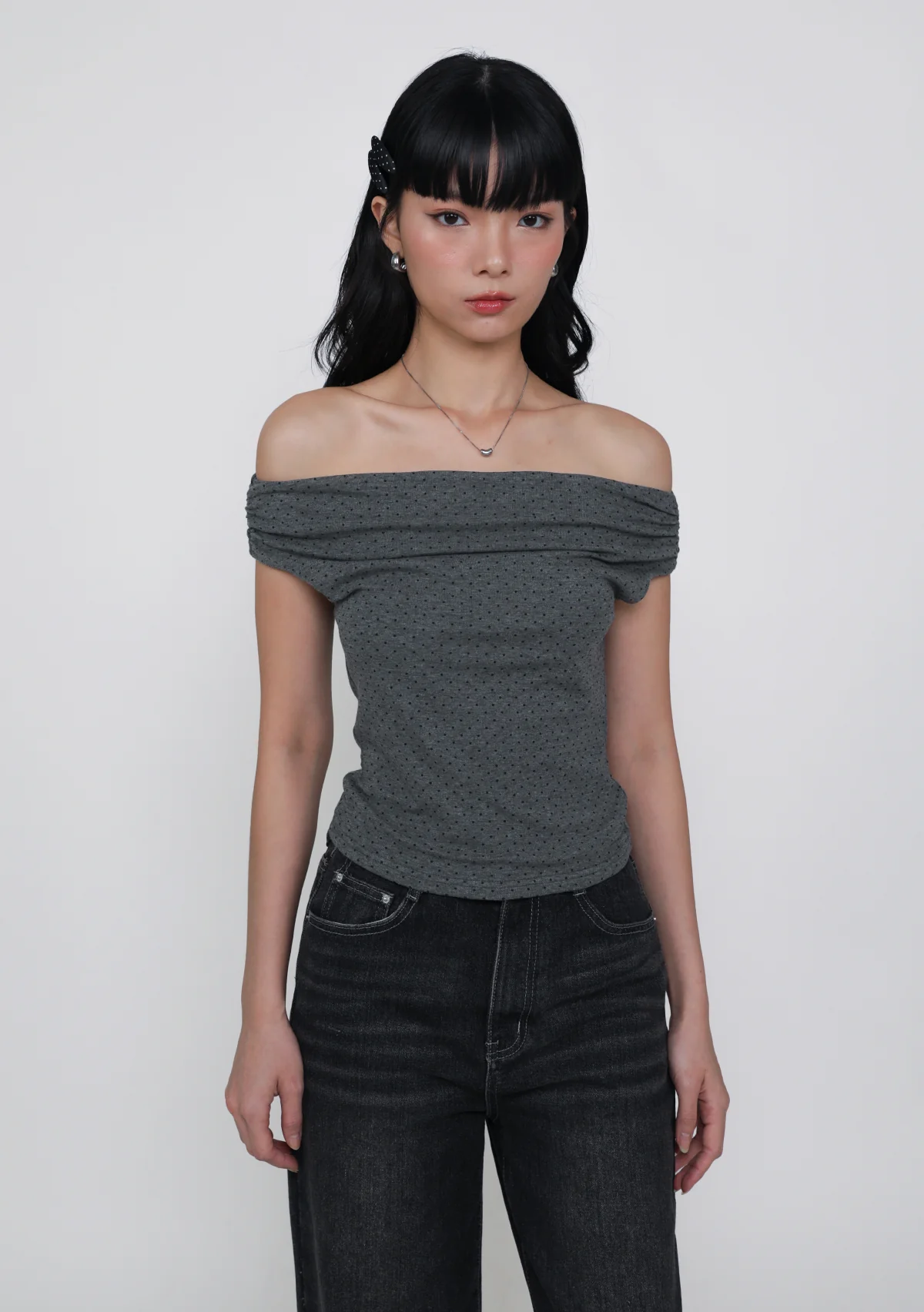 Mollie Off Shoulder Top (Polka Dot) - Image 7