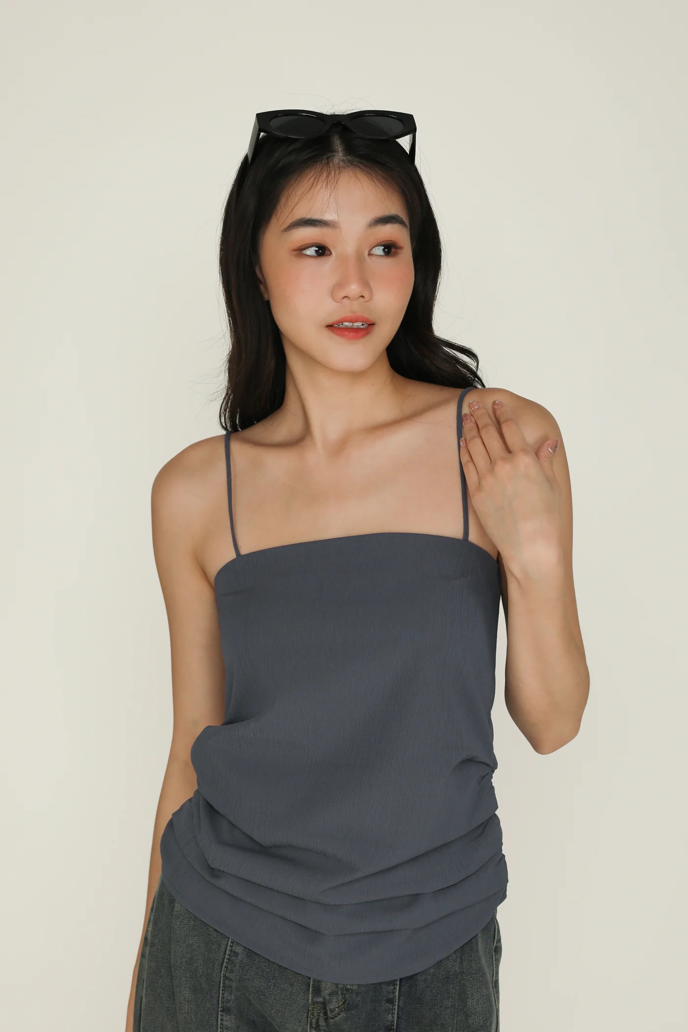 Naura Ruched Spag Top - Image 10