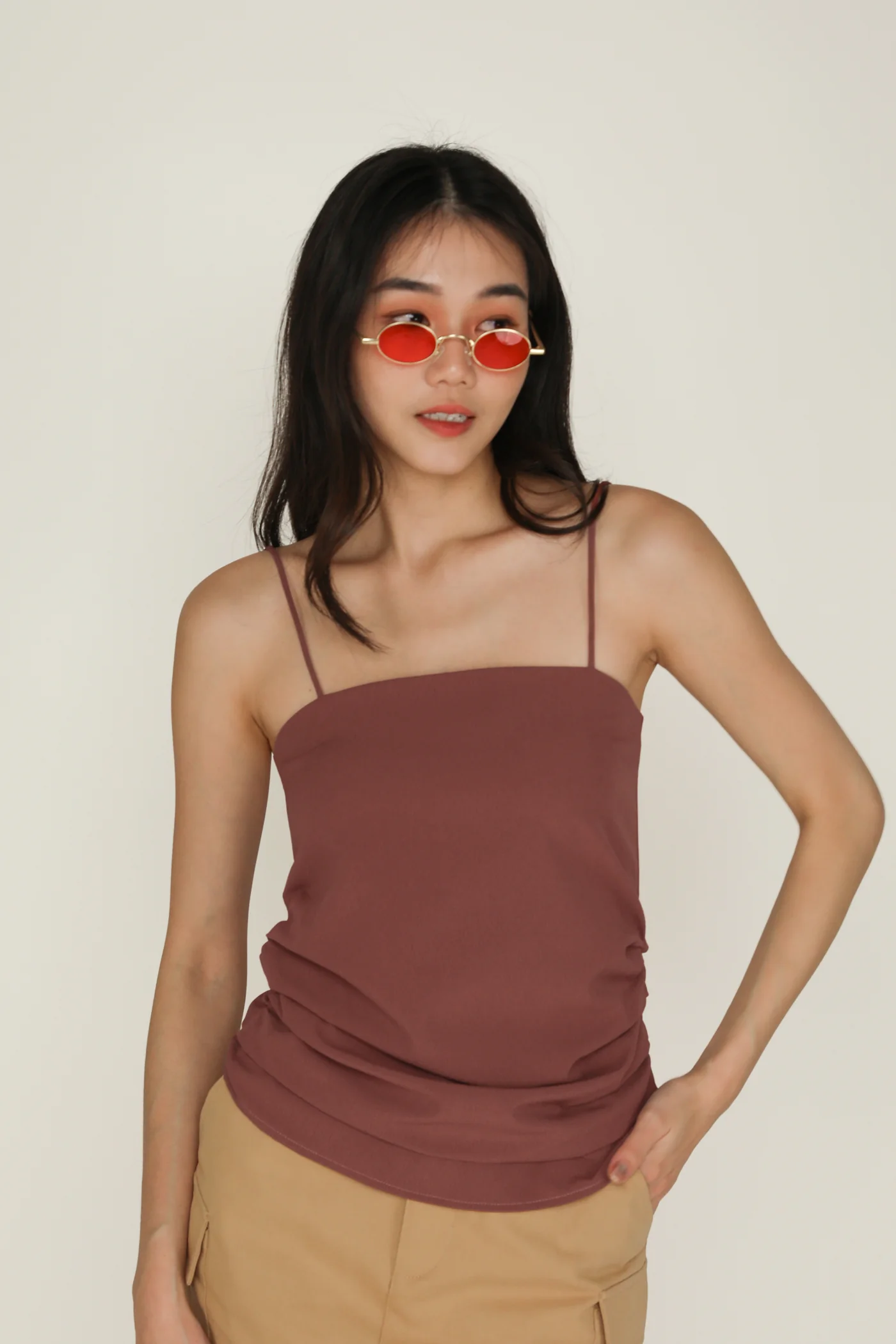 Naura Ruched Spag Top - Image 17