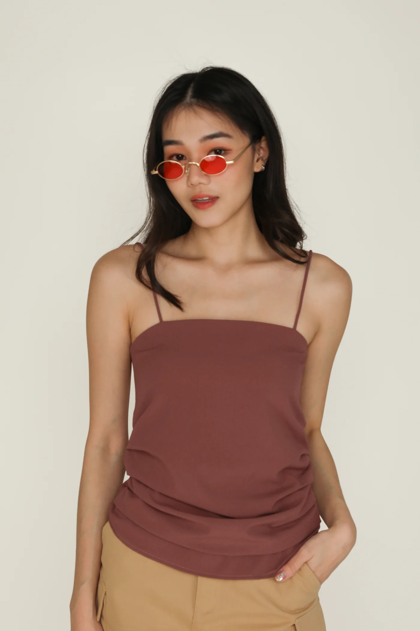 Naura Ruched Spag Top - Image 19