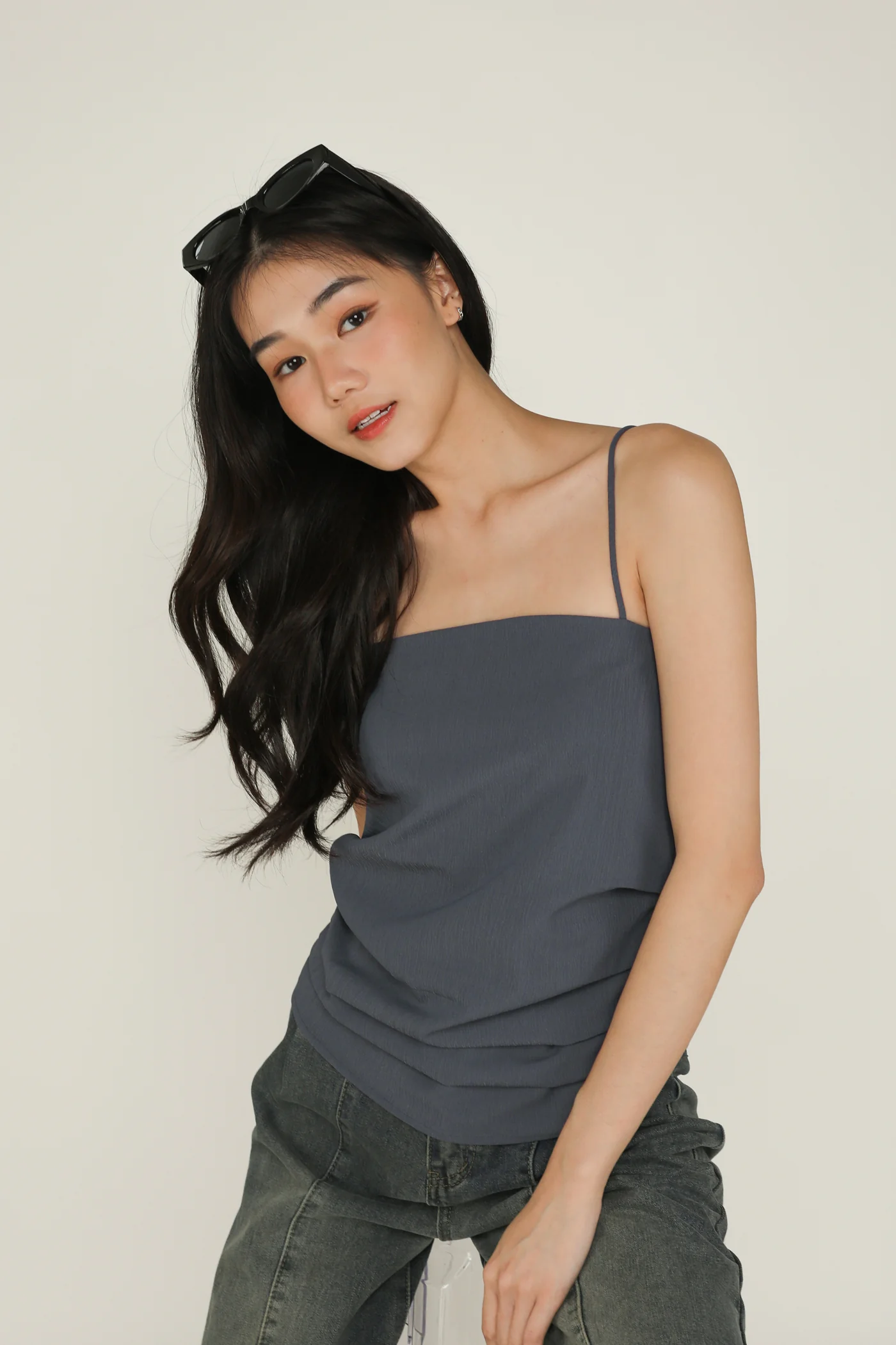 Naura Ruched Spag Top - Image 8