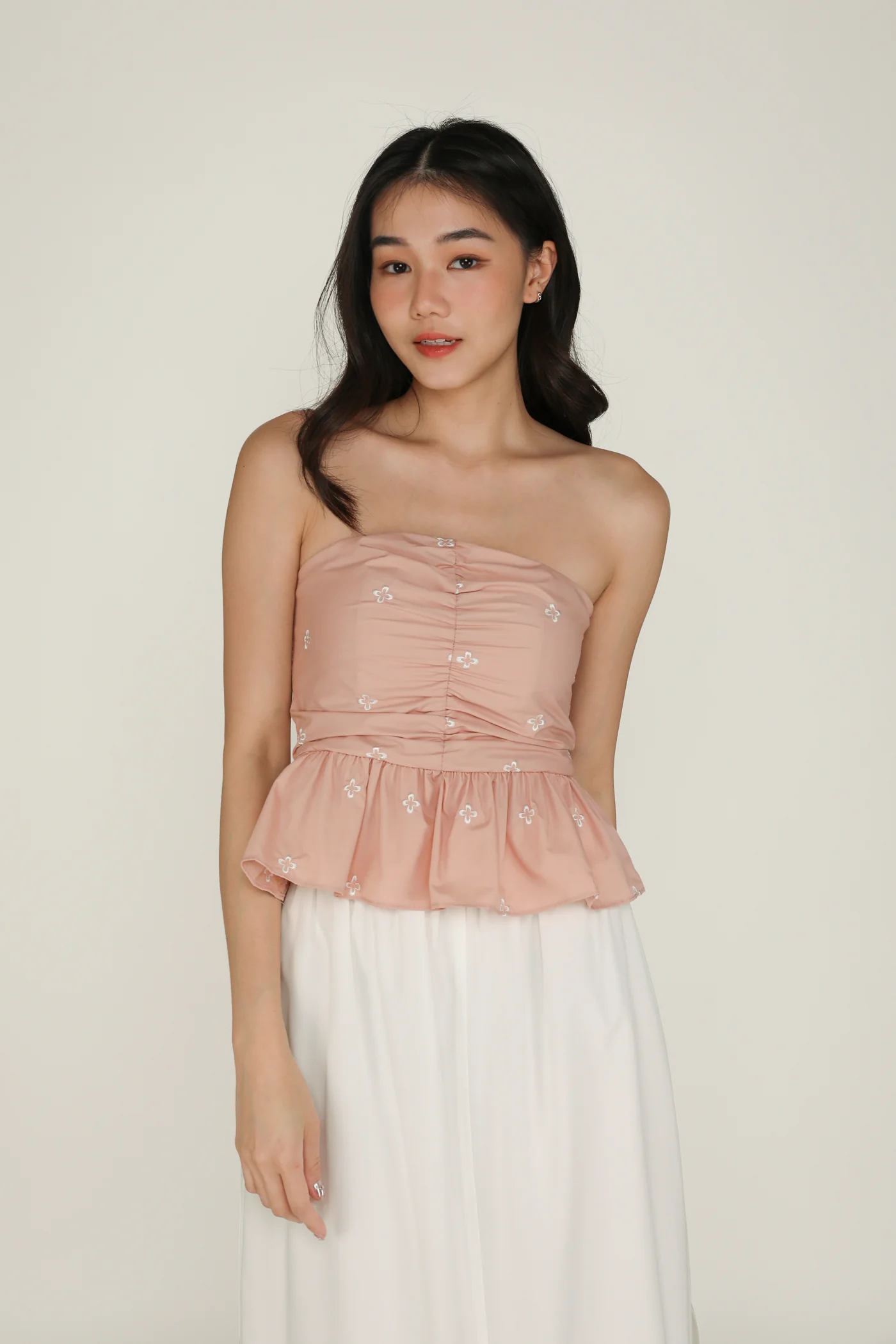Nina Embroidery Padded Babydoll Tube Top - Image 12