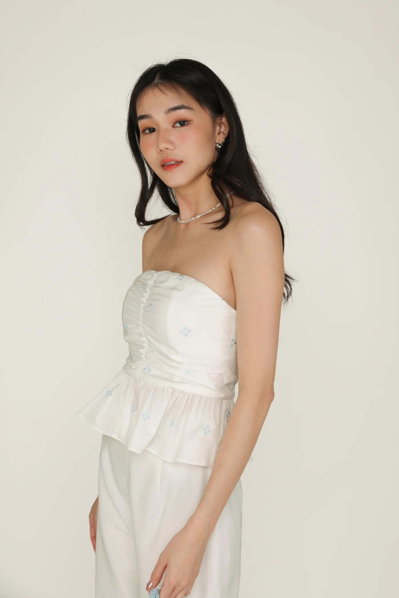 Nina Embroidery Padded Babydoll Tube Top - Image 4