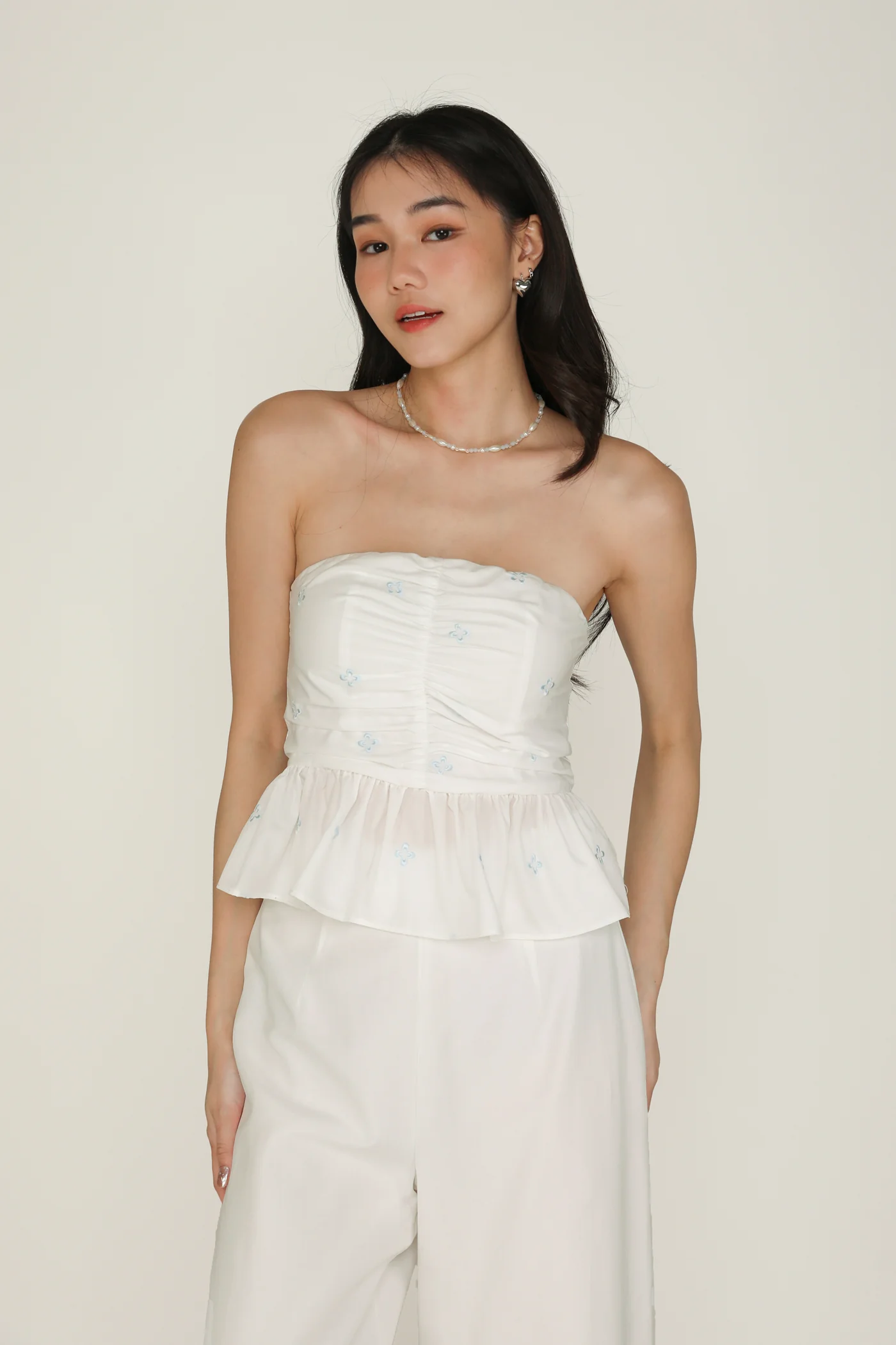 Nina Embroidery Padded Babydoll Tube Top - Image 5