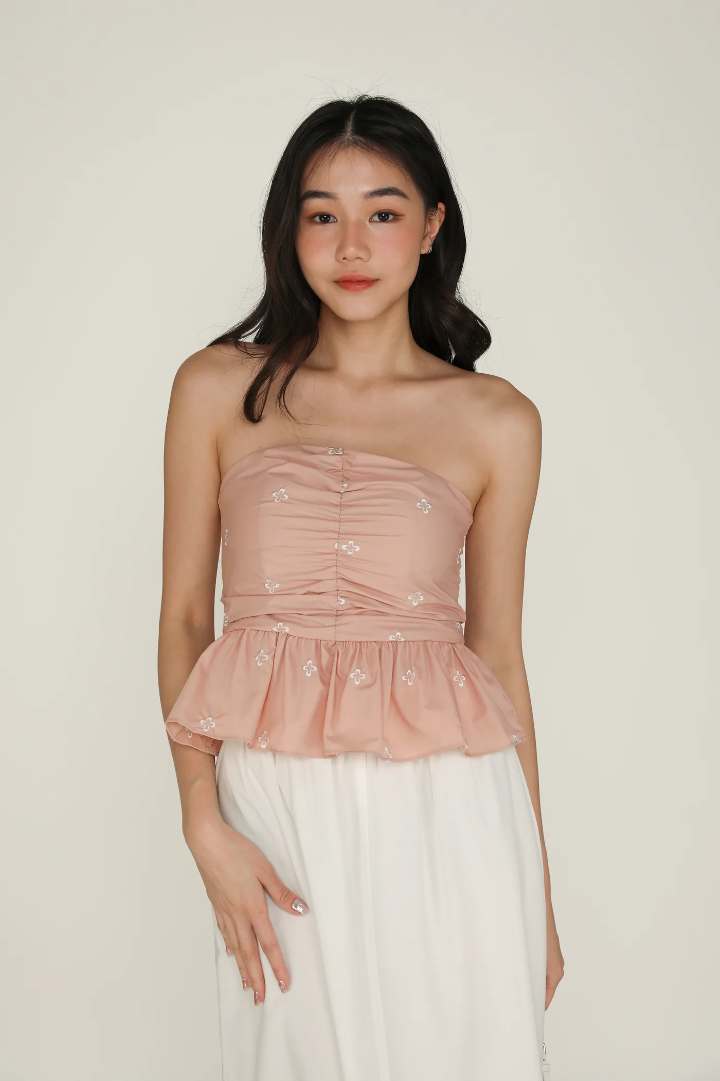 Nina Embroidery Padded Babydoll Tube Top - Image 9