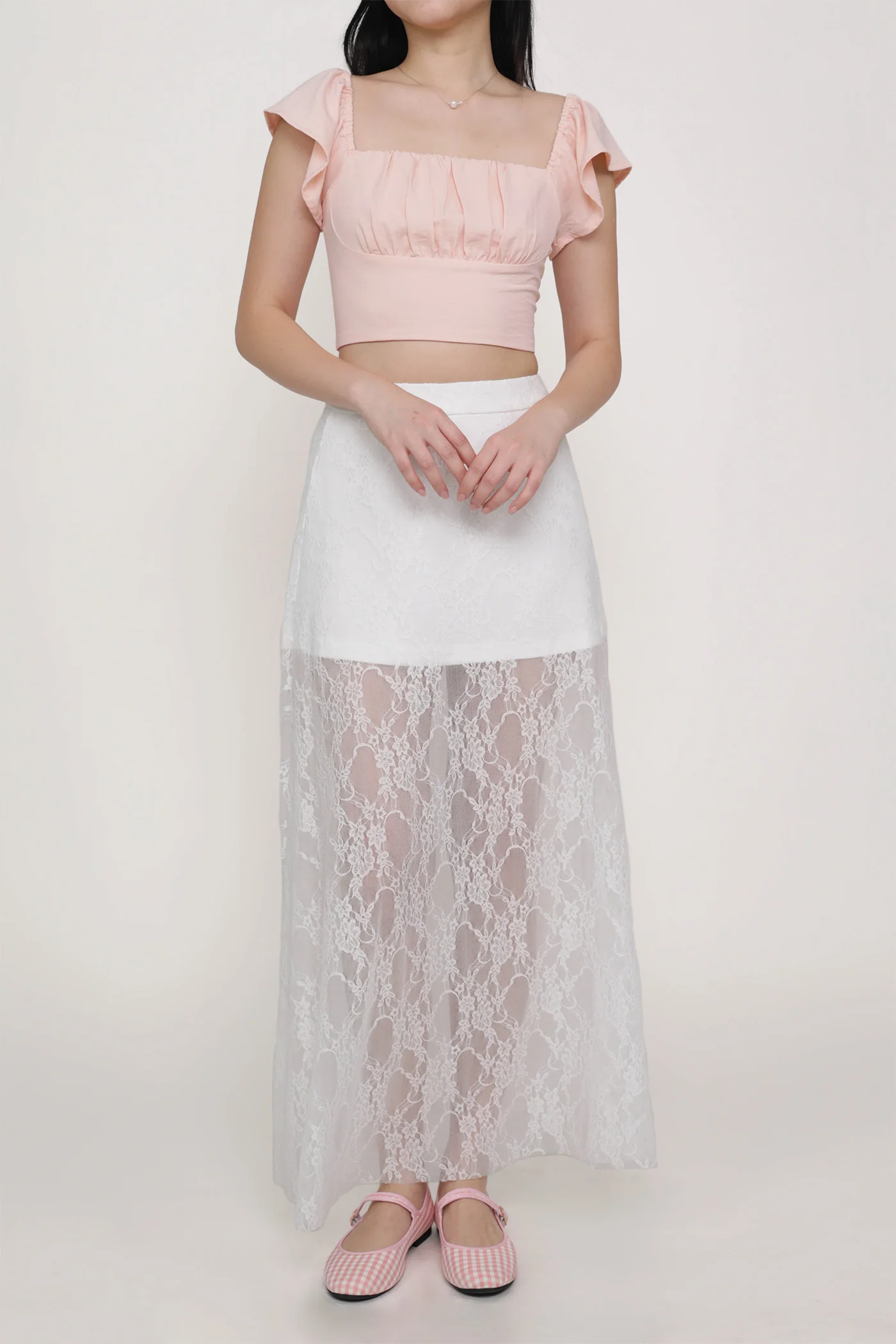 Noir Lace Overlay Maxi Skirt - Image 12