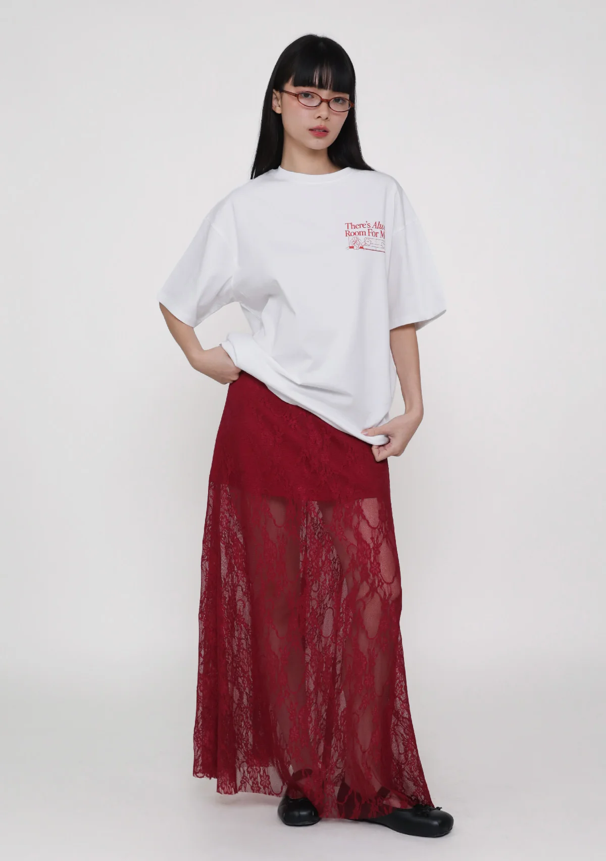 Noir Lace Overlay Maxi Skirt - Image 21