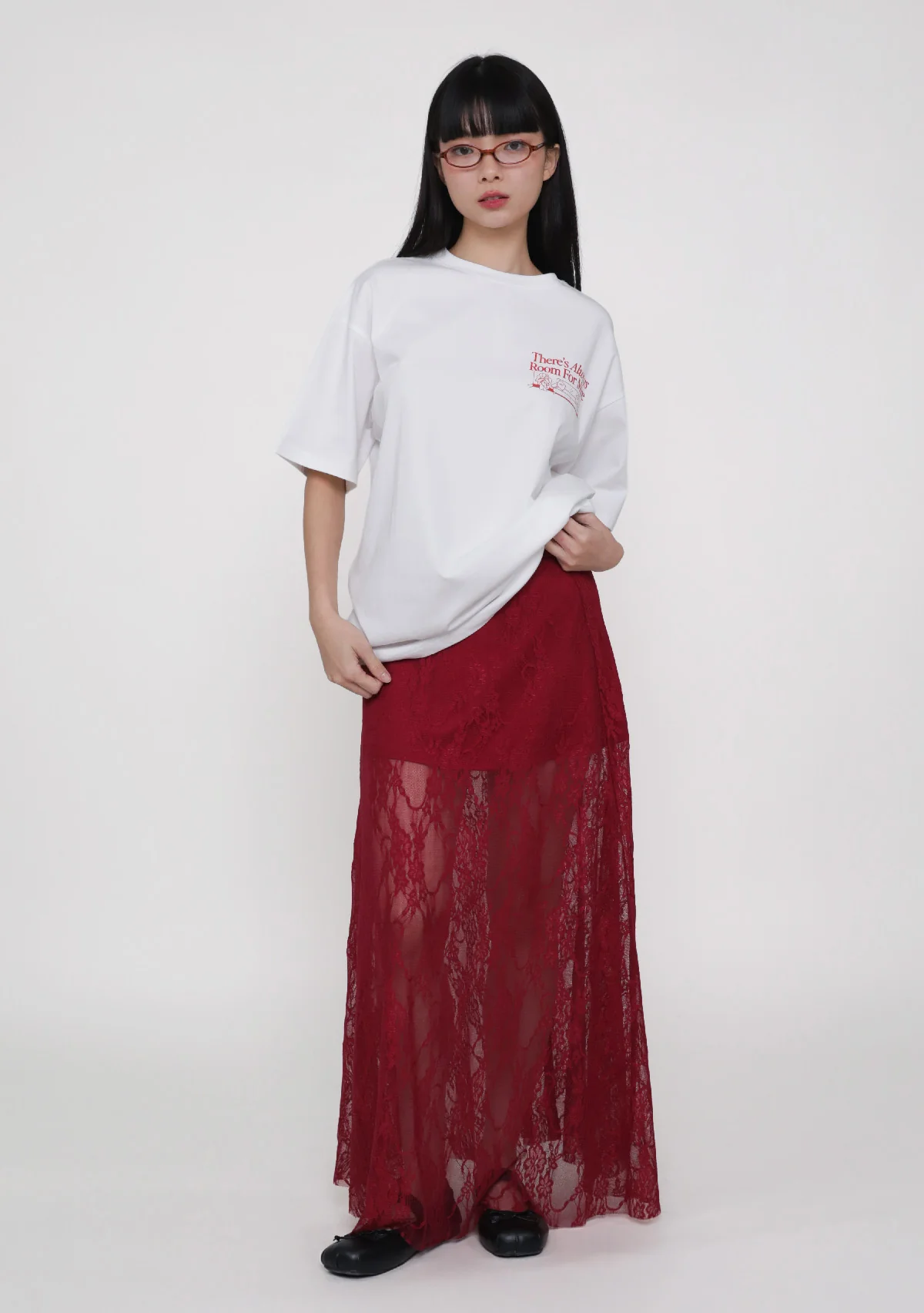 Noir Lace Overlay Maxi Skirt - Image 9