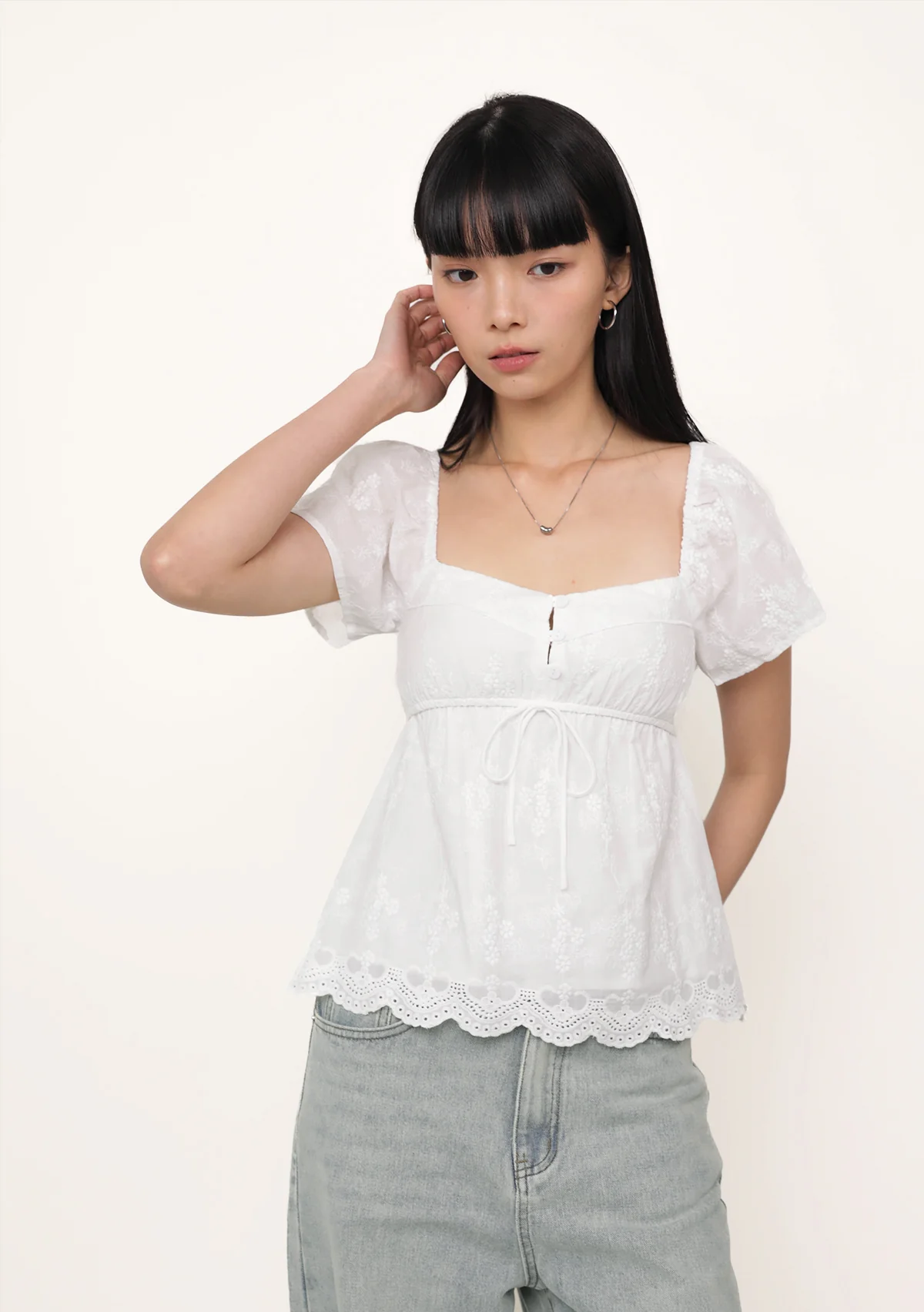 Nora Sleeve Padded Top (Eyelet) - Image 4