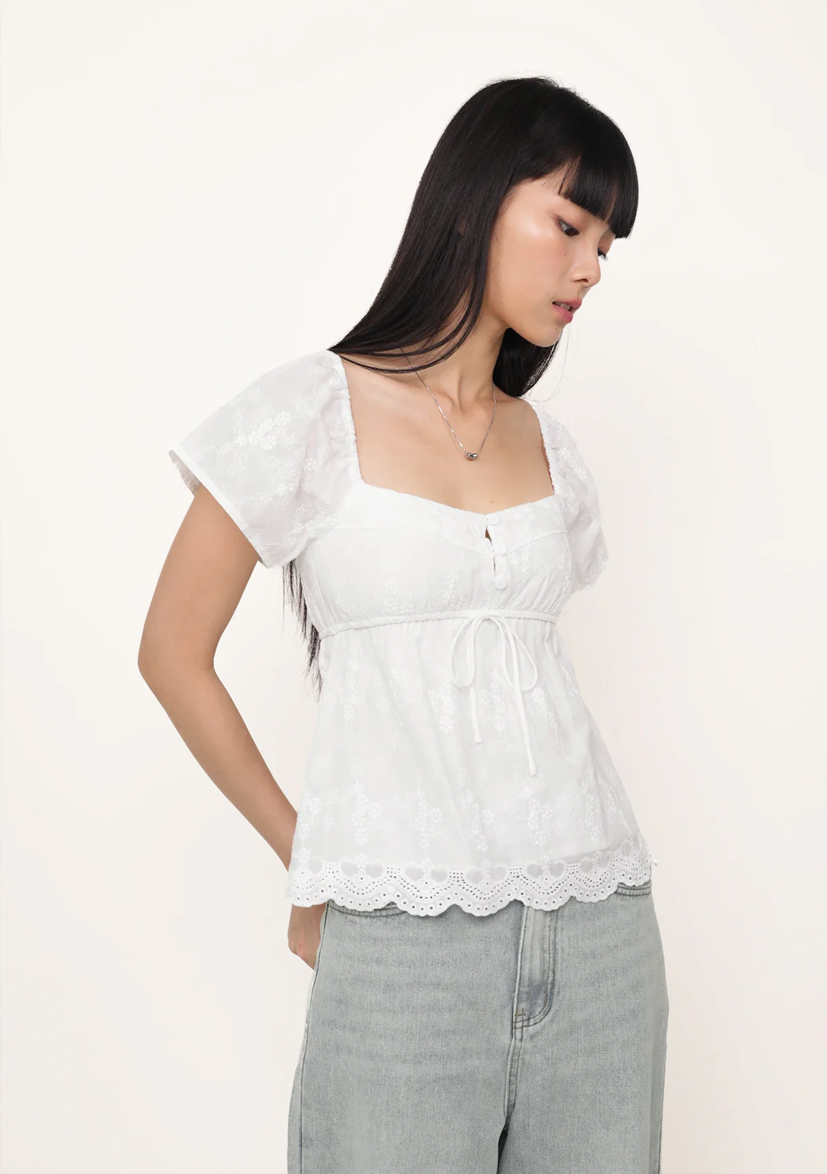 Nora Sleeve Padded Top (Eyelet) - Image 5