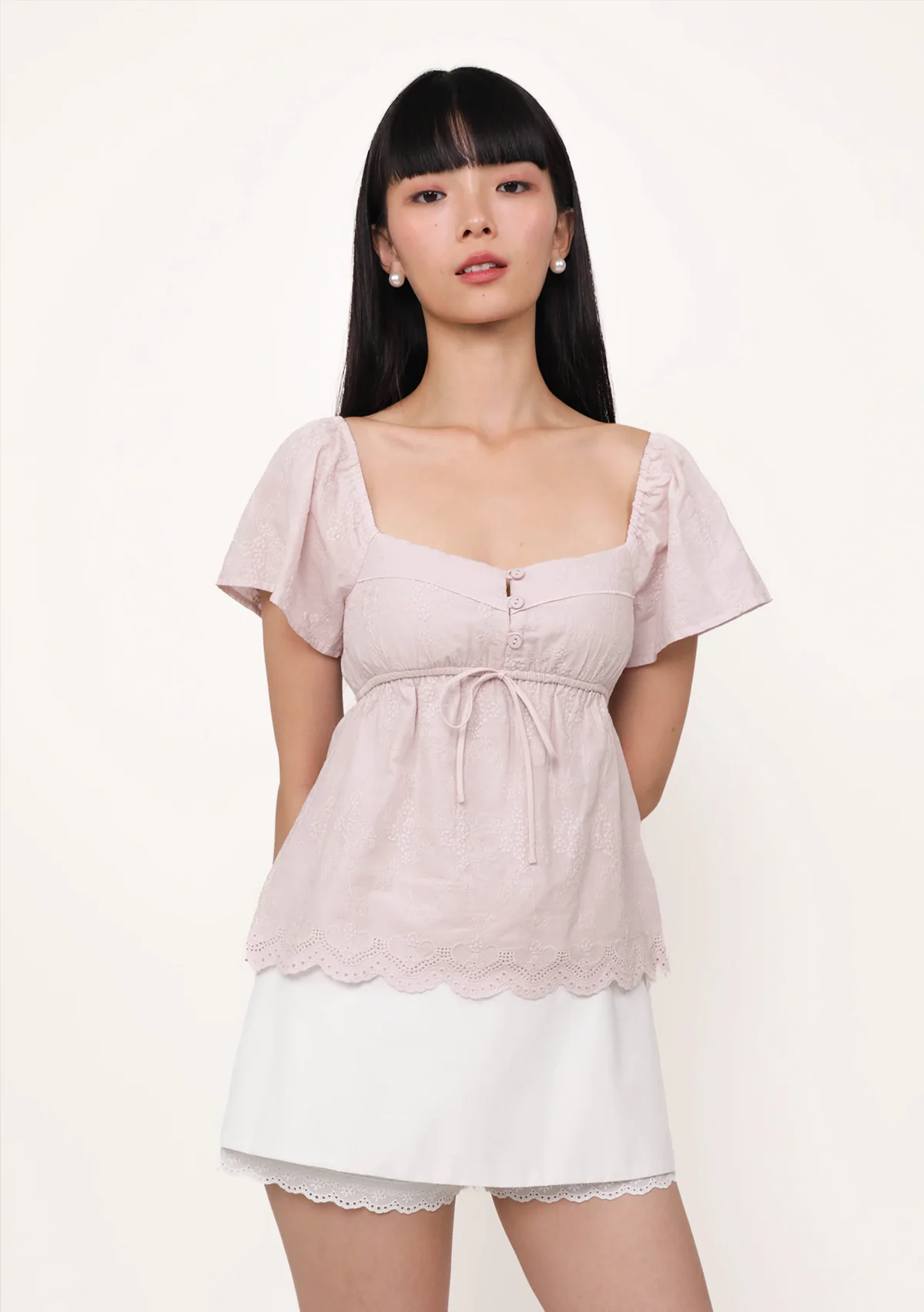 Nora Sleeve Padded Top (Eyelet) - Image 9