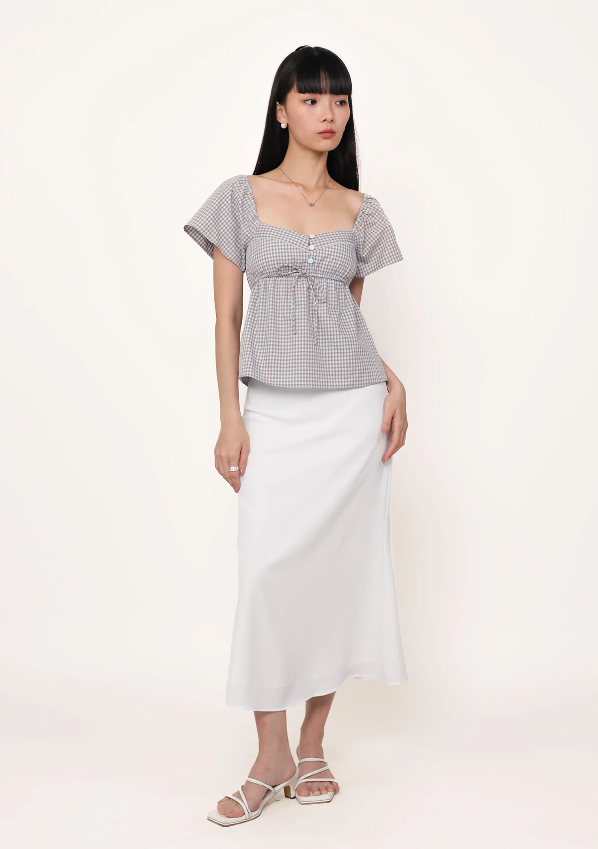 Nora Sleeve Padded Top (Plaid) - Image 2