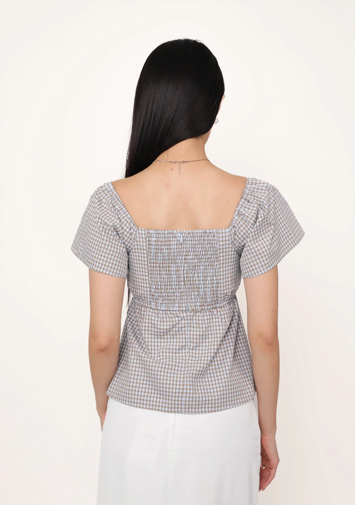 Nora Sleeve Padded Top (Plaid) - Image 5