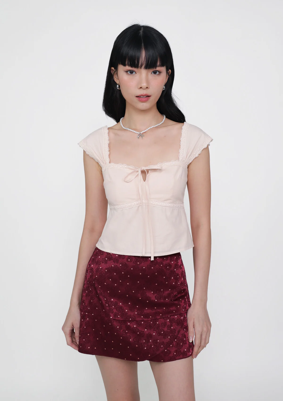 Nyu Ribbon Lace Trim Padded Top - Image 3