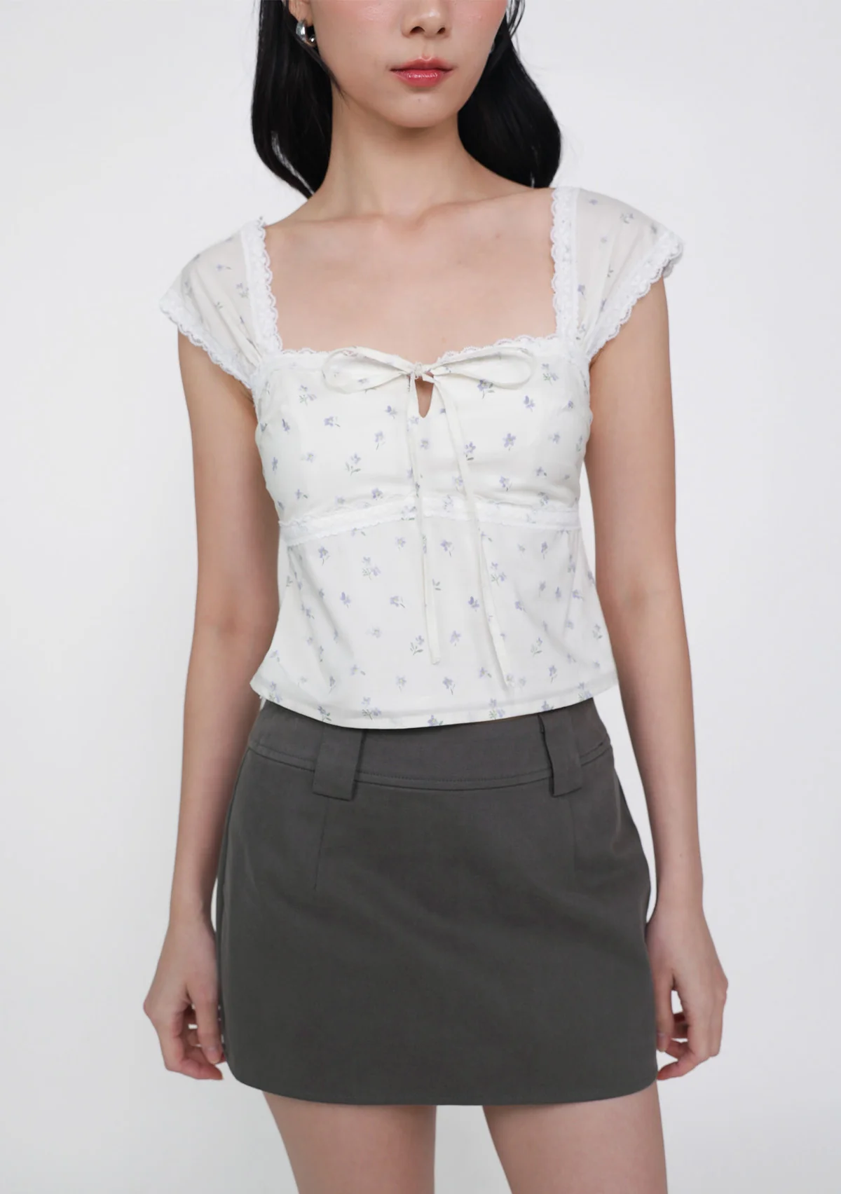 Nyu Ribbon Lace Trim Padded Top (Floral) - Image 10