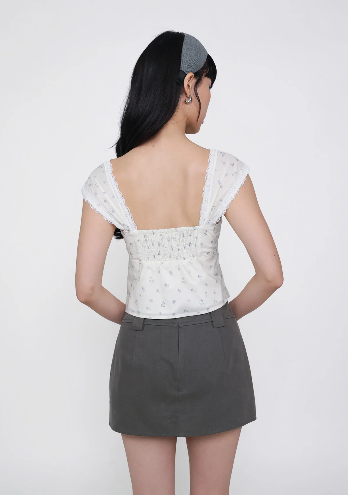 Nyu Ribbon Lace Trim Padded Top (Floral) - Image 11