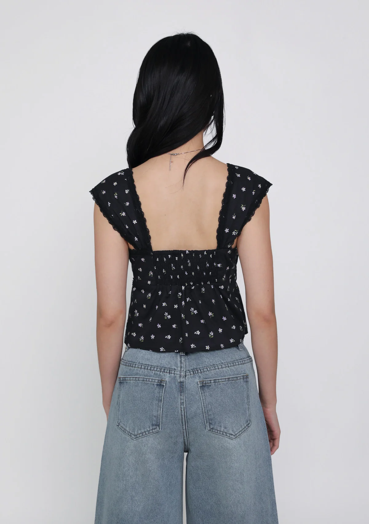 Nyu Ribbon Lace Trim Padded Top (Floral) - Image 15
