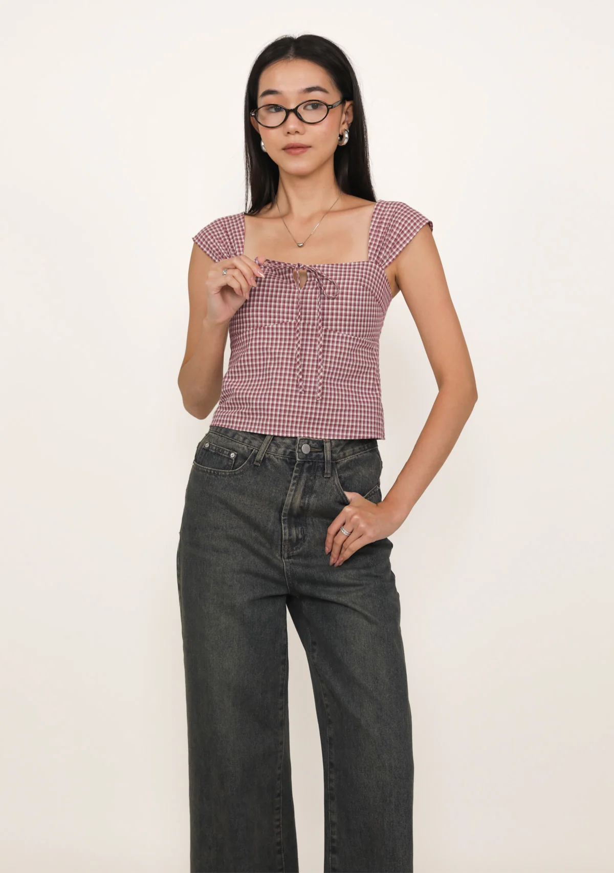 Nyu Ribbon Padded Top (Plaid) - Image 5