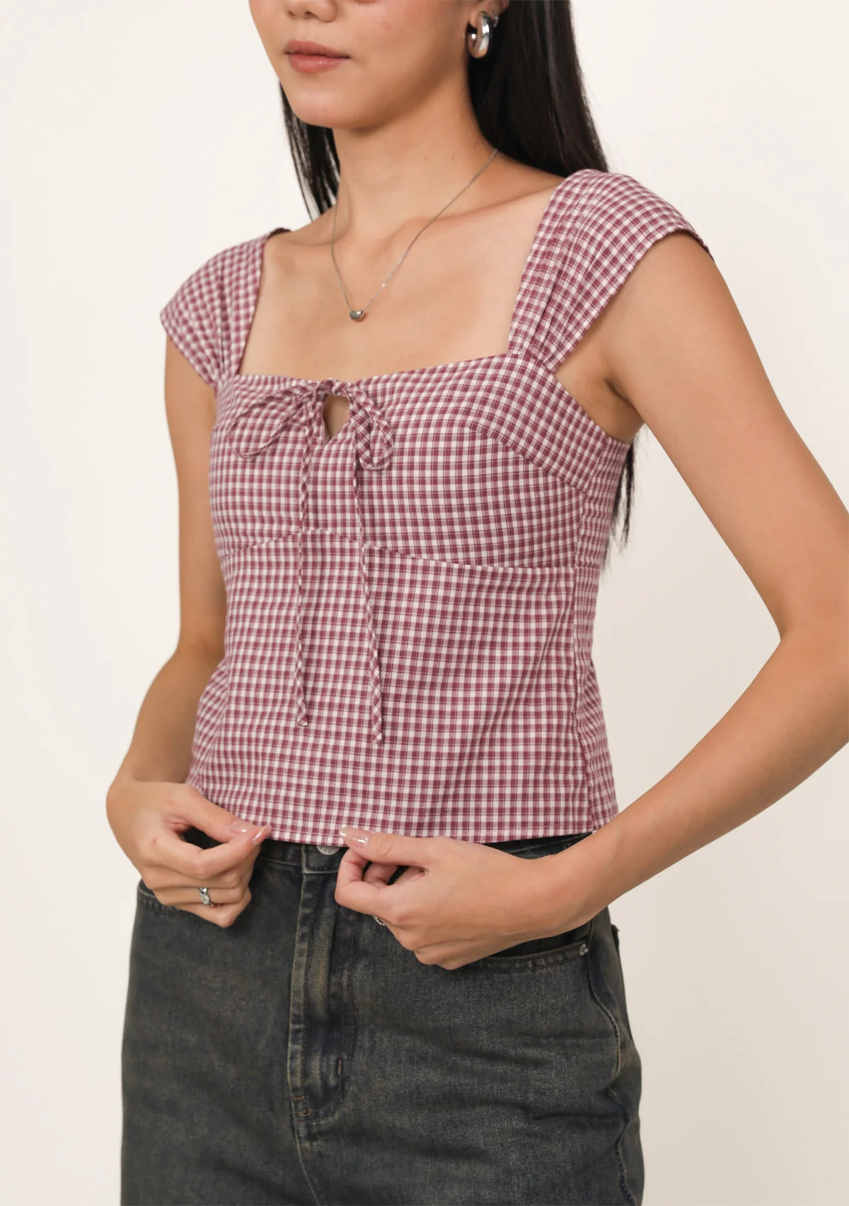 Nyu Ribbon Padded Top (Plaid) - Image 6