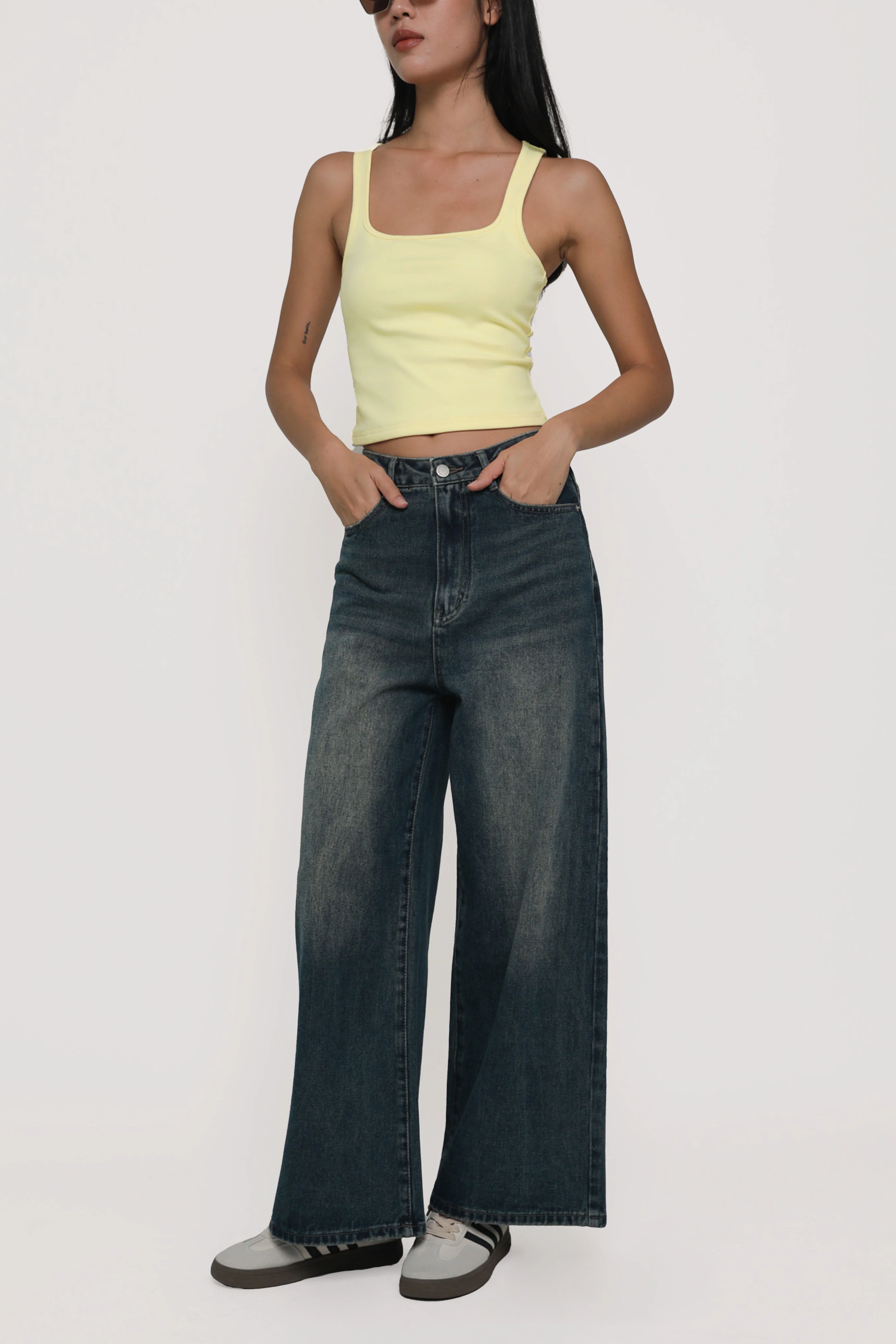 Petite Benjamin Wide Leg Denim Jeans - Image 9