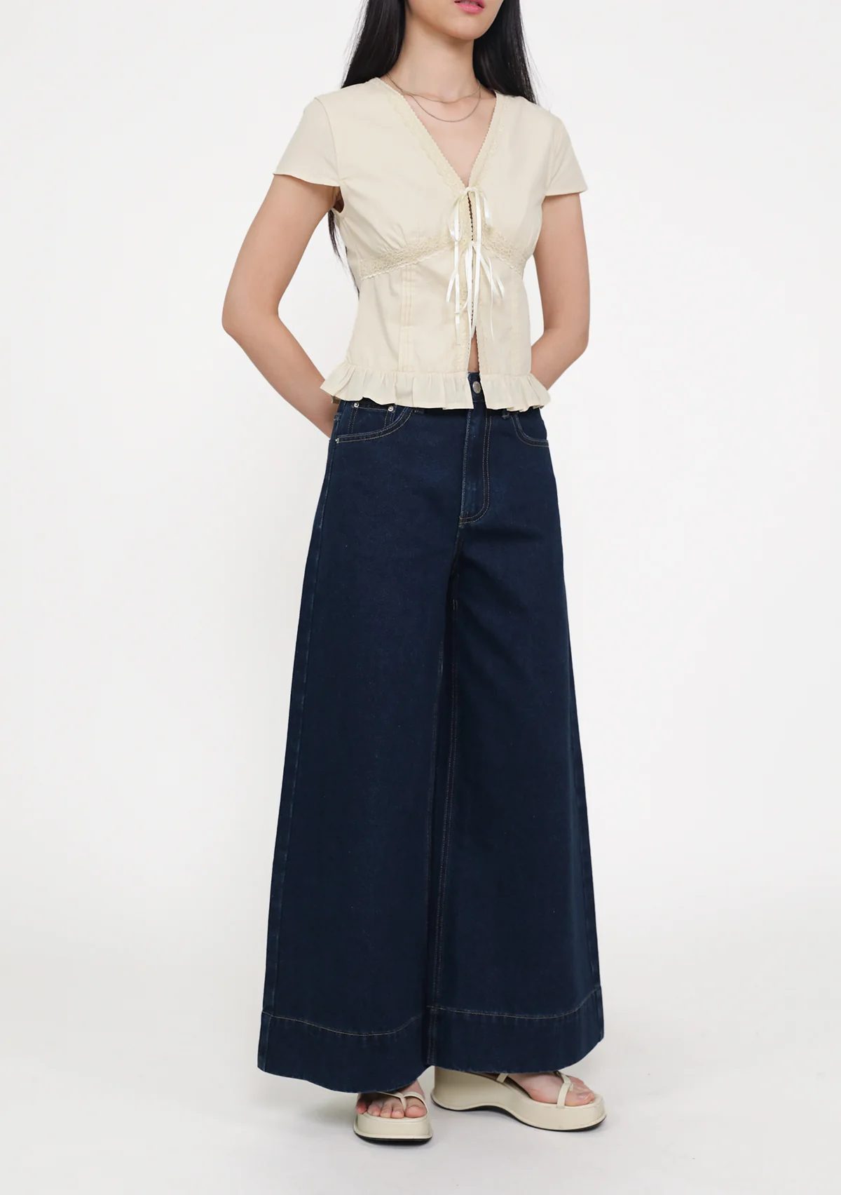 Petite Cole Wide Leg Denim Jeans - Image 8