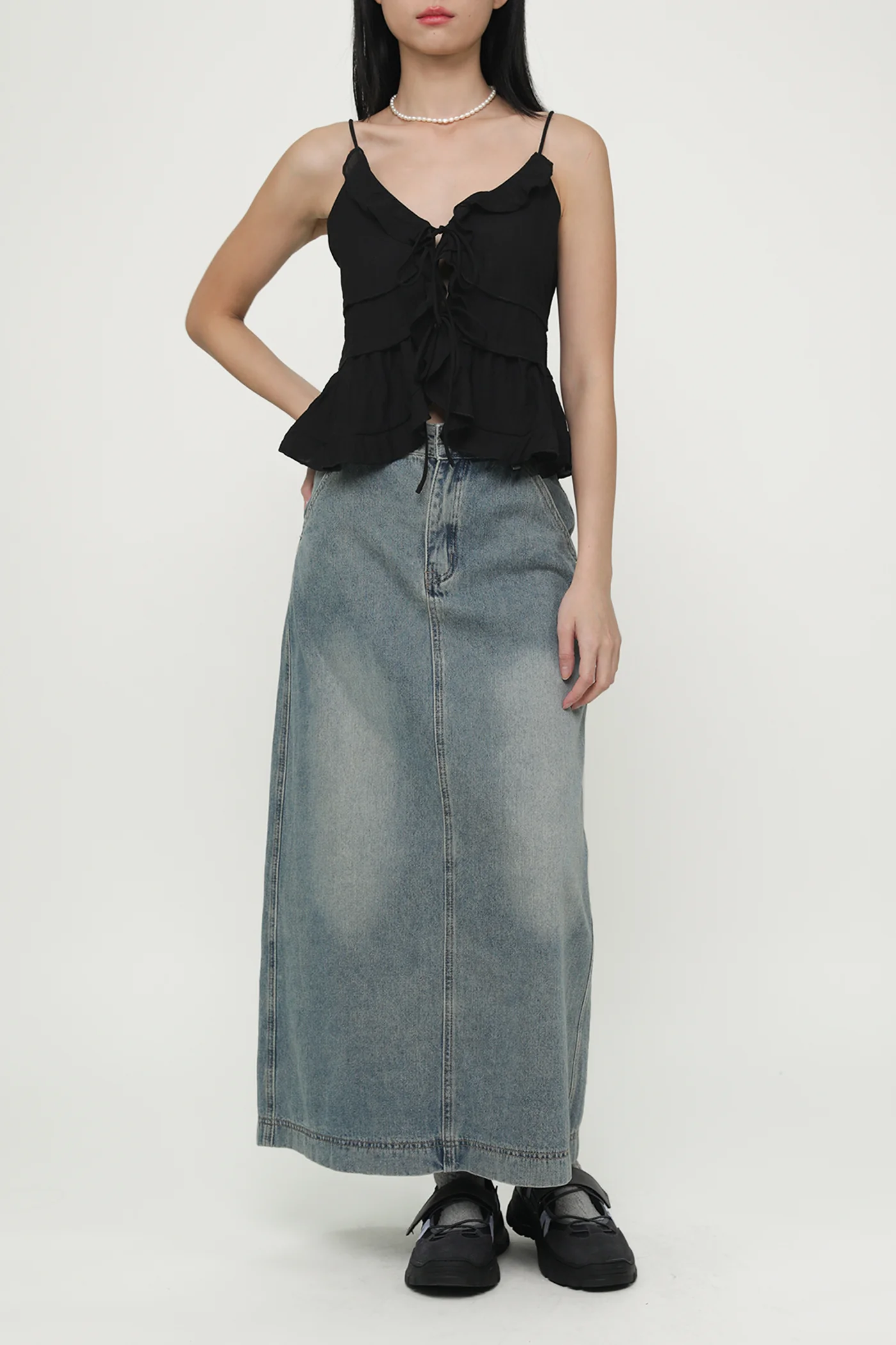 Petite Thea Denim Flare Skirt - Image 12