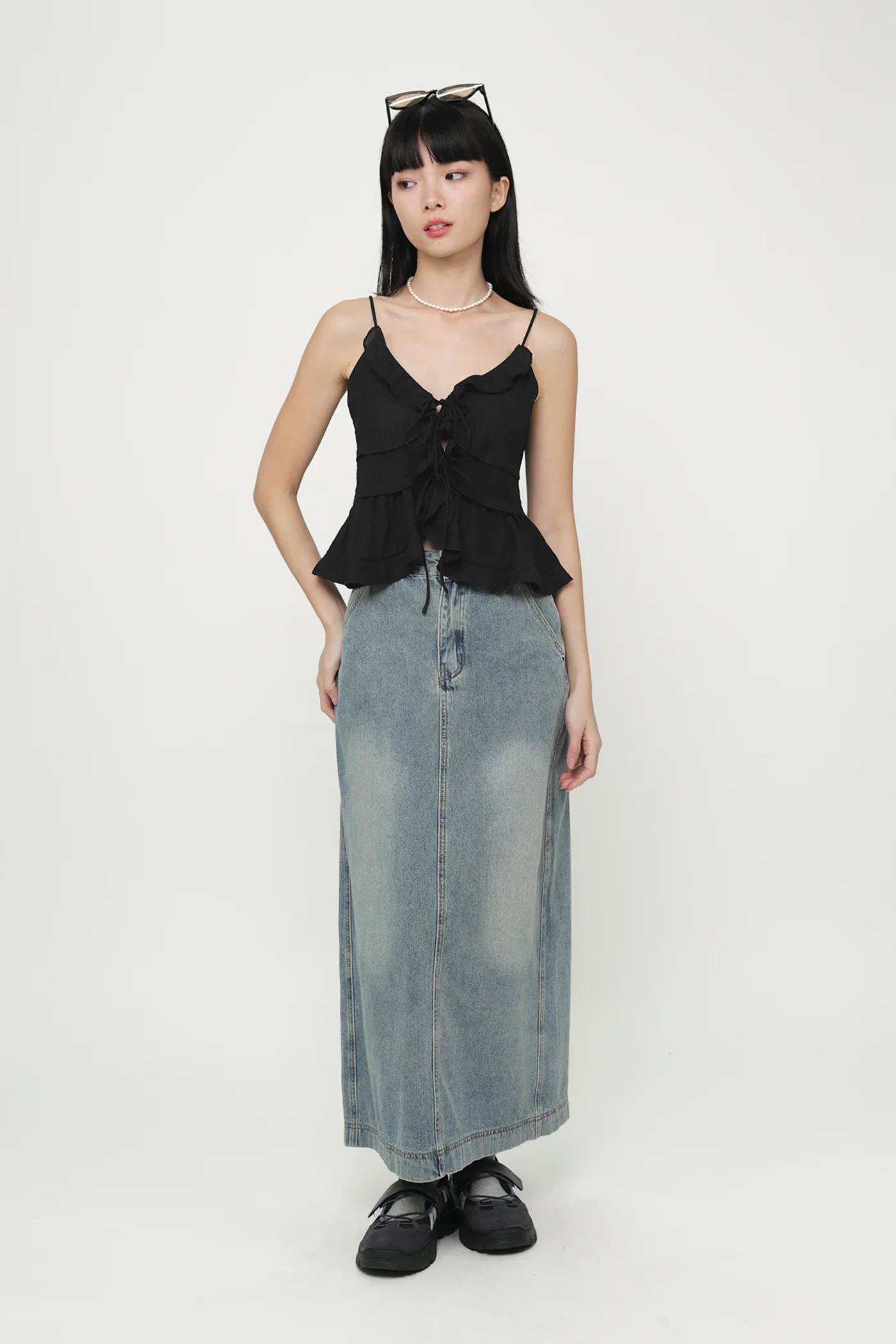 Petite Thea Denim Flare Skirt - Image 13