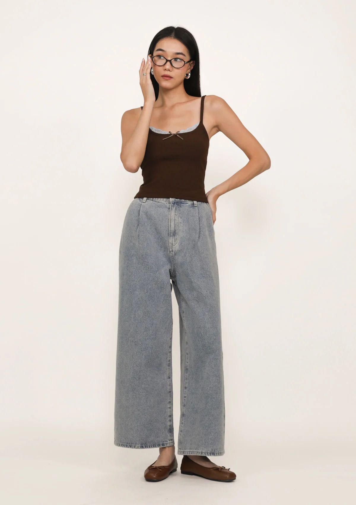 Ryson Pleated Wide Leg Denim Jeans - Image 2