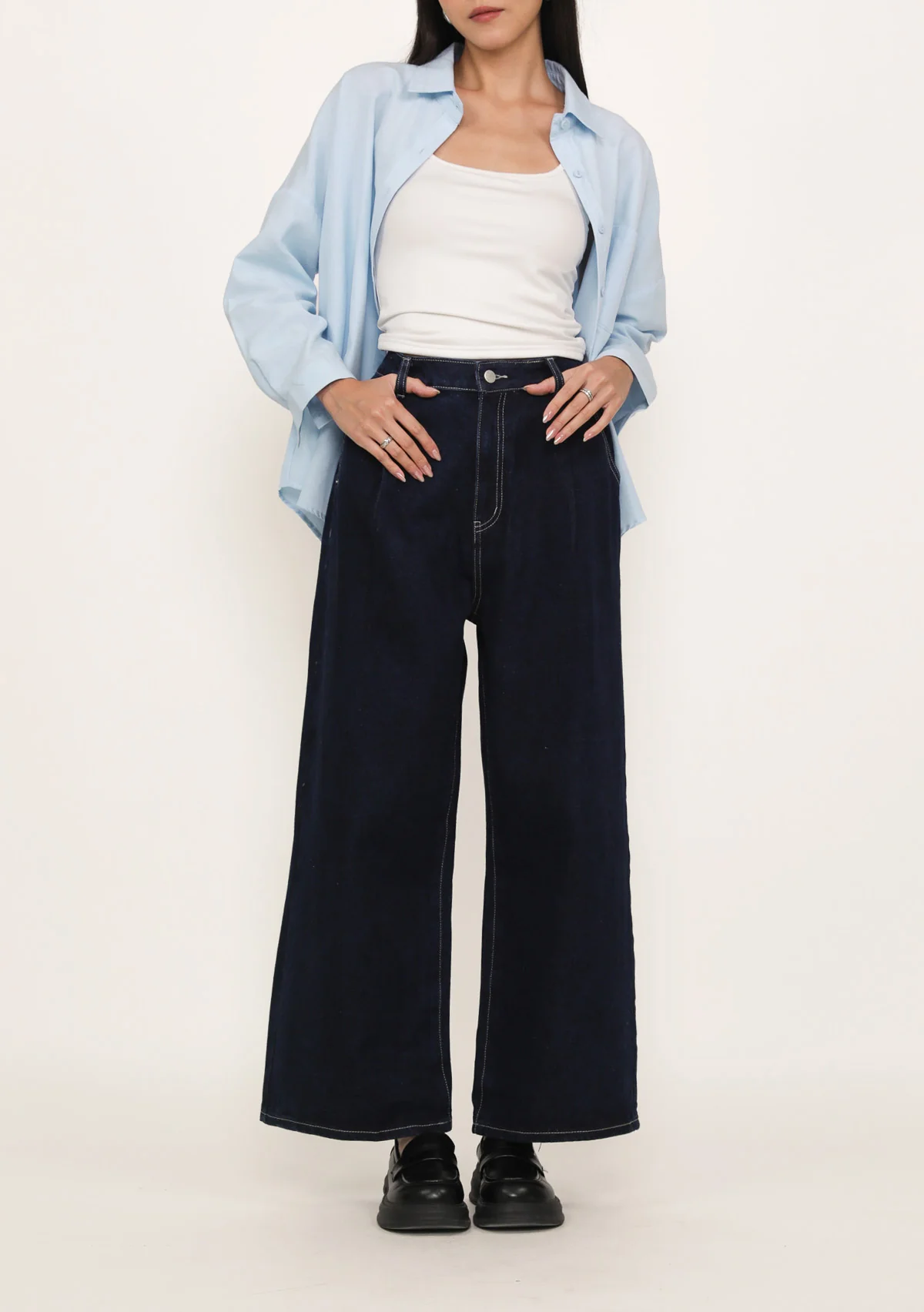 Ryson Pleated Wide Leg Denim Jeans - Image 3
