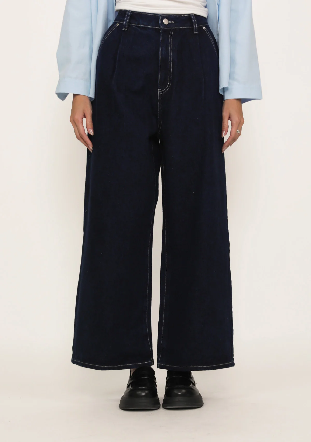 Ryson Pleated Wide Leg Denim Jeans - Image 5