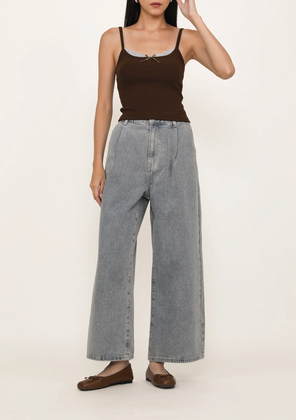 Ryson Pleated Wide Leg Denim Jeans - Image 7
