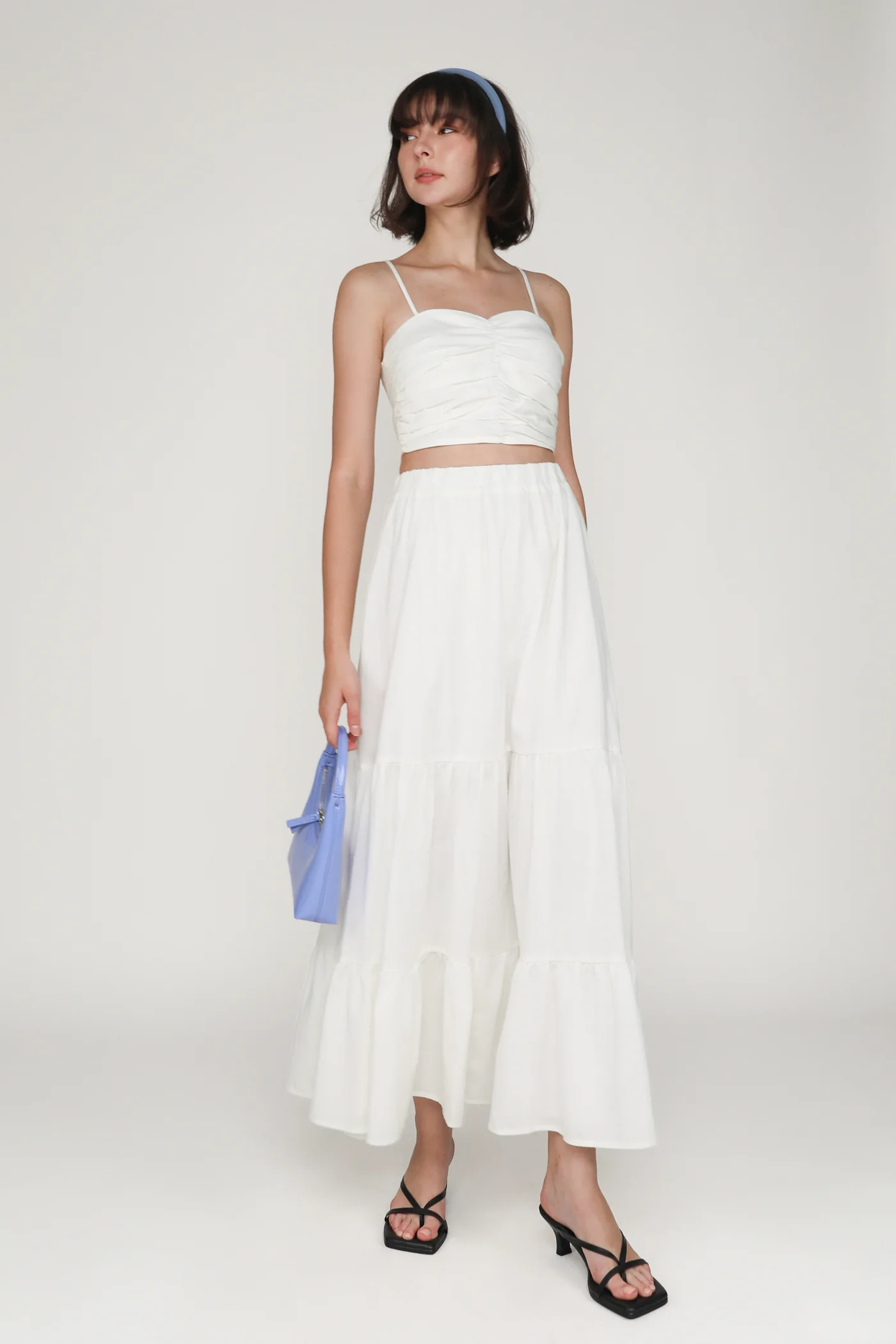 Polina Ruched Linen Crop Top