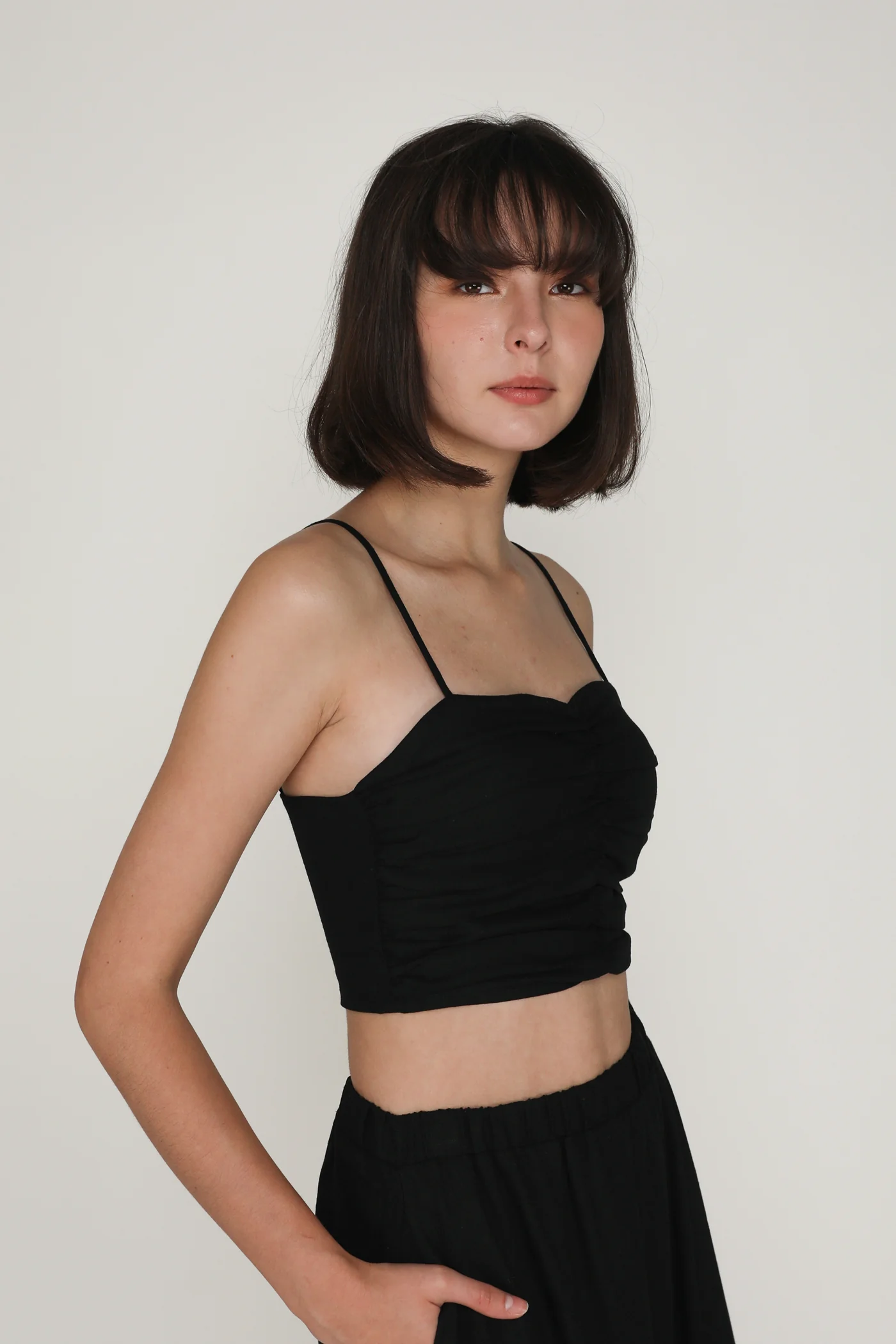 Polina Ruched Linen Crop Top - Image 12