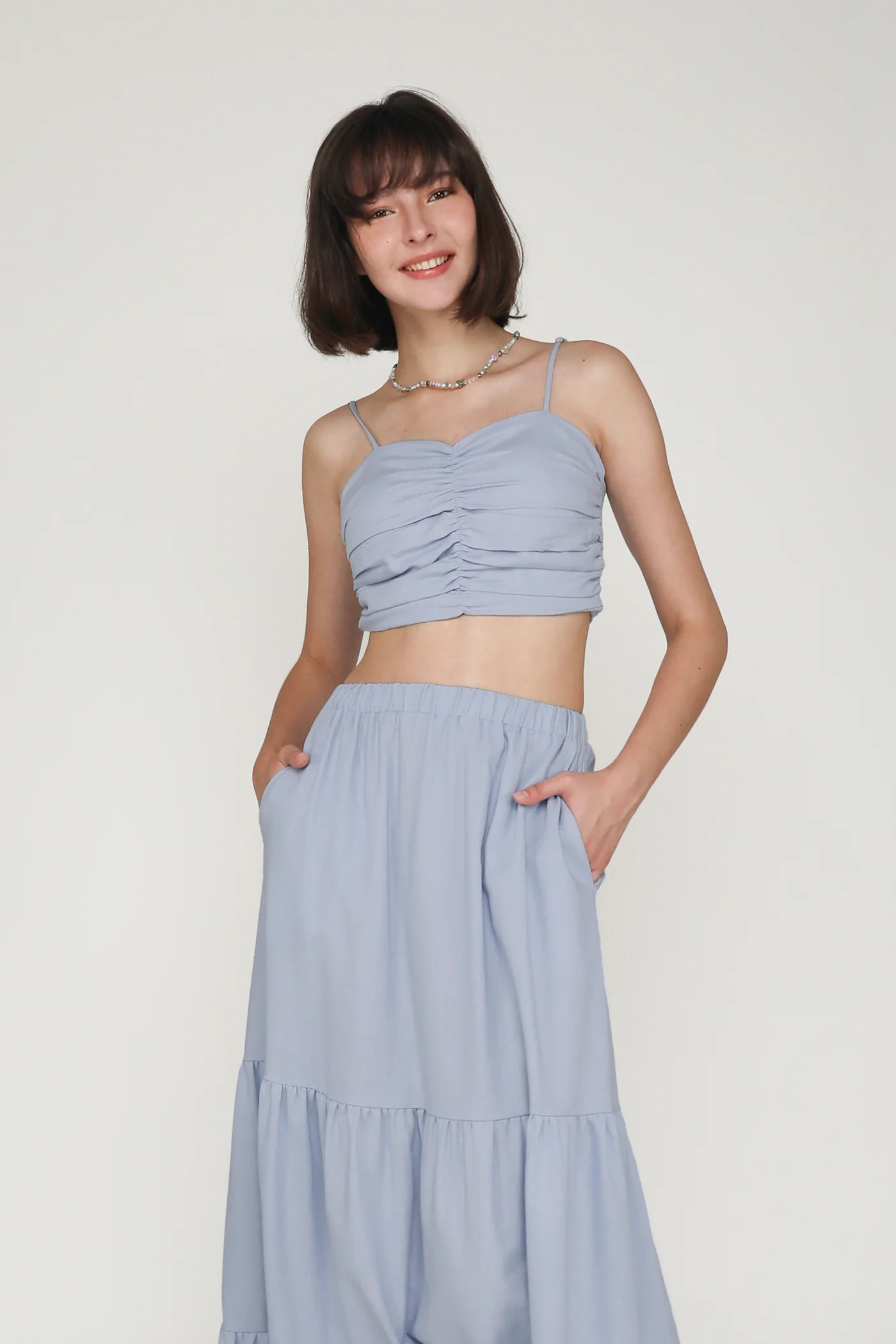 Polina Ruched Linen Crop Top - Image 15