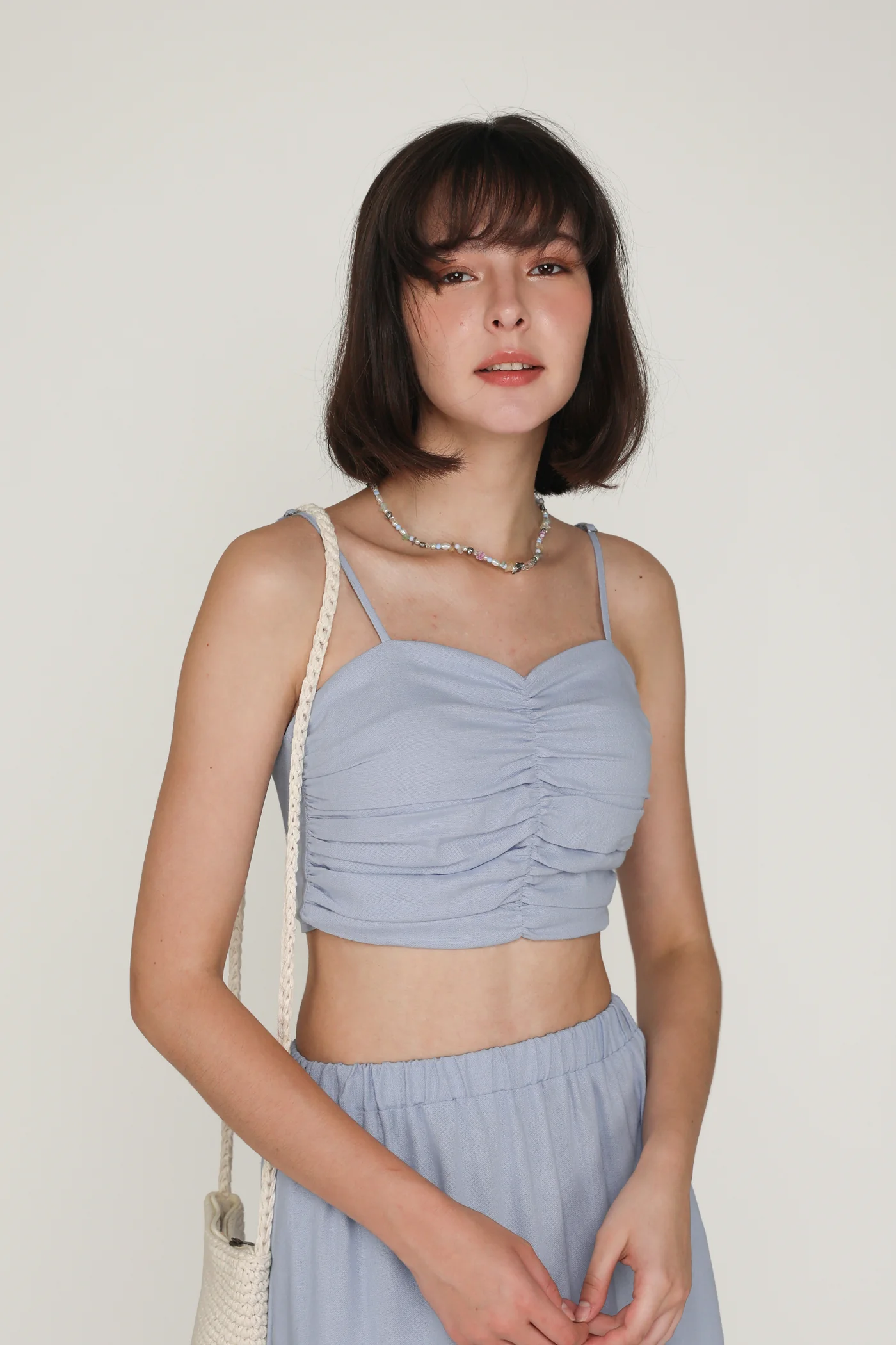 Polina Ruched Linen Crop Top - Image 16
