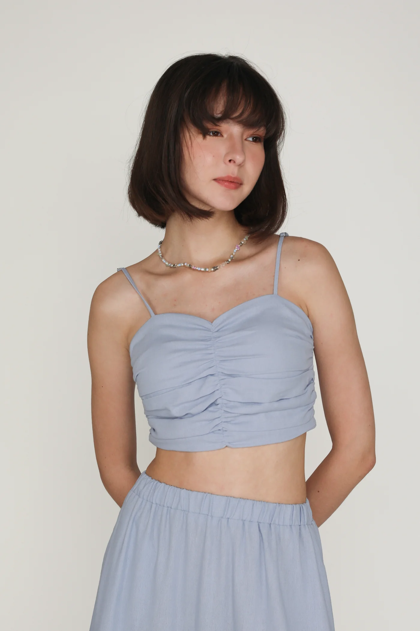 Polina Ruched Linen Crop Top - Image 17