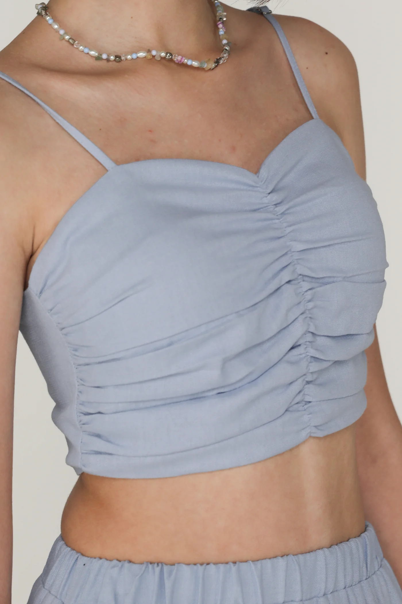 Polina Ruched Linen Crop Top - Image 18