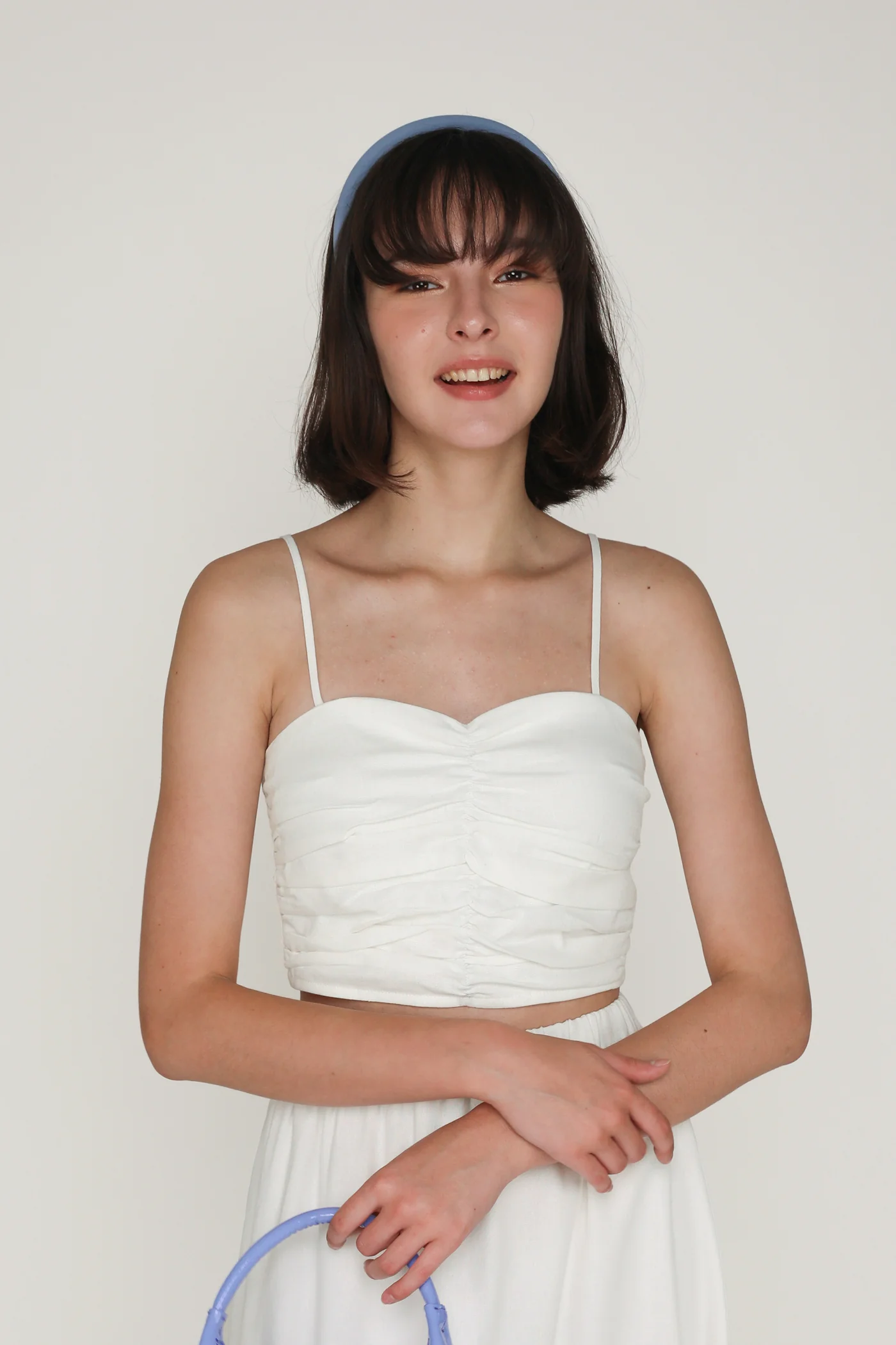 Polina Ruched Linen Crop Top - Image 2